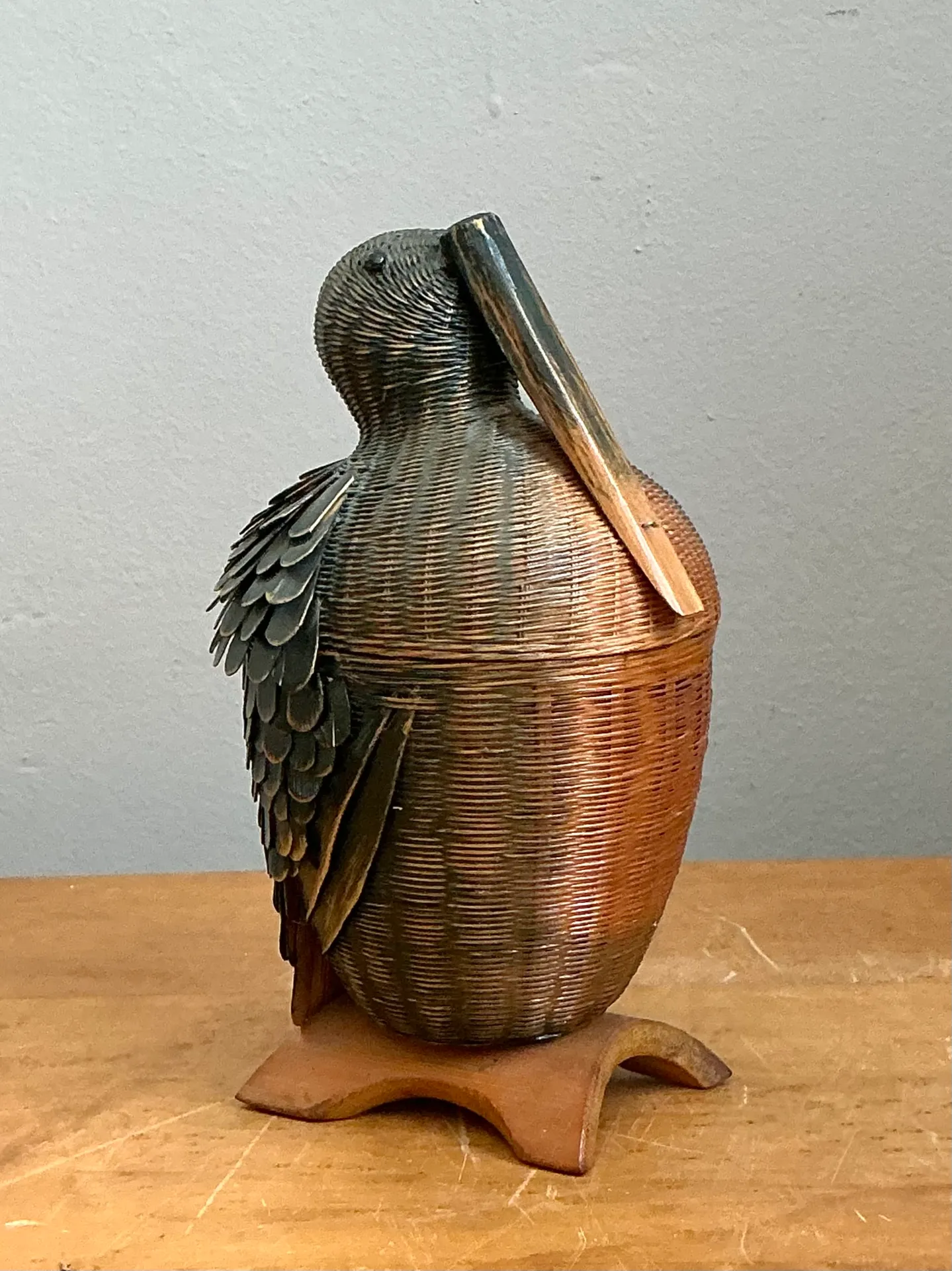 Vintage Shanghai Weave Rattan Pelican Basket — additional photo 2