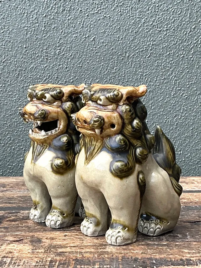 Vintage Ceramic Foo Dog Statues - Pair — additional photo 8