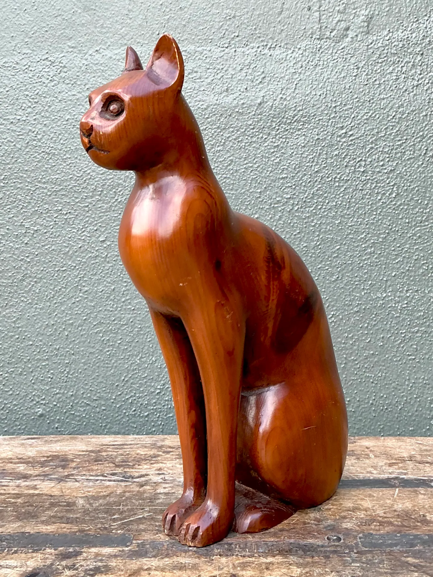 Vintage Carved Wood Cat — additional photo 2