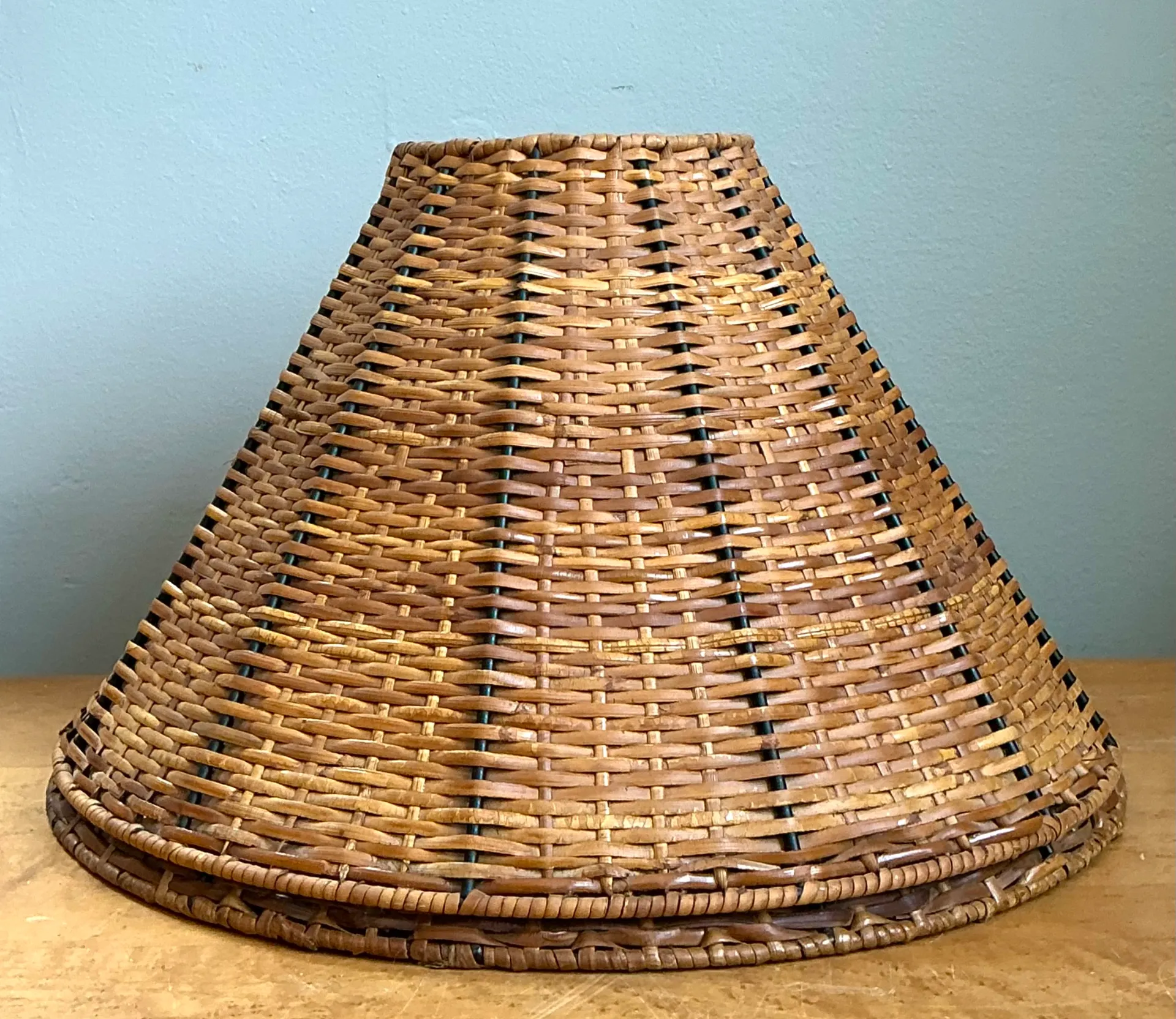 Vintage Woven Rattan Lamp Shades - Pair — additional photo 1