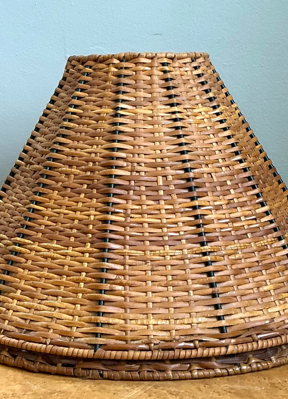 Vintage Woven Rattan Lamp Shades - Pair
