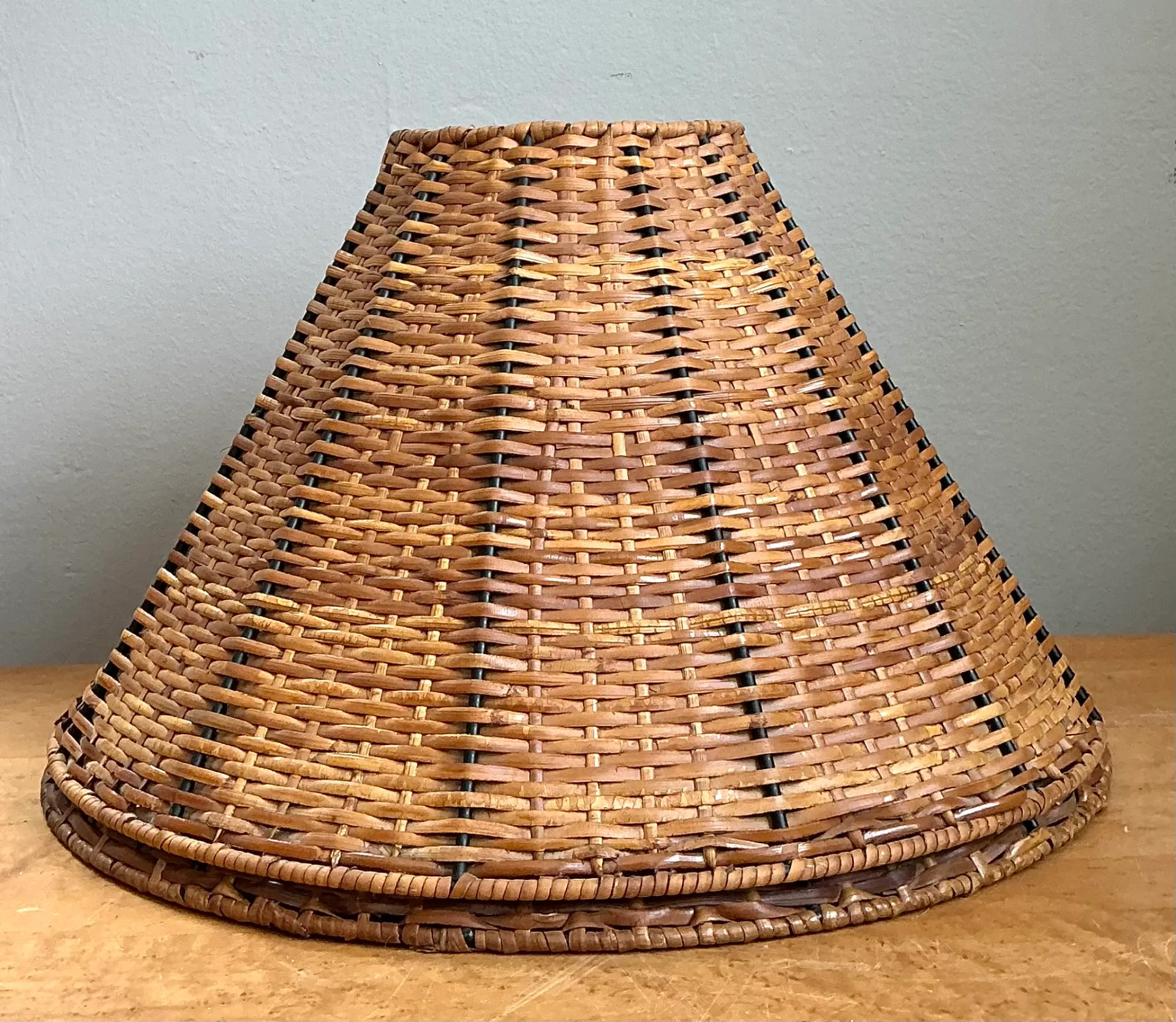 Vintage Woven Rattan Lamp Shades - Pair — additional photo 3