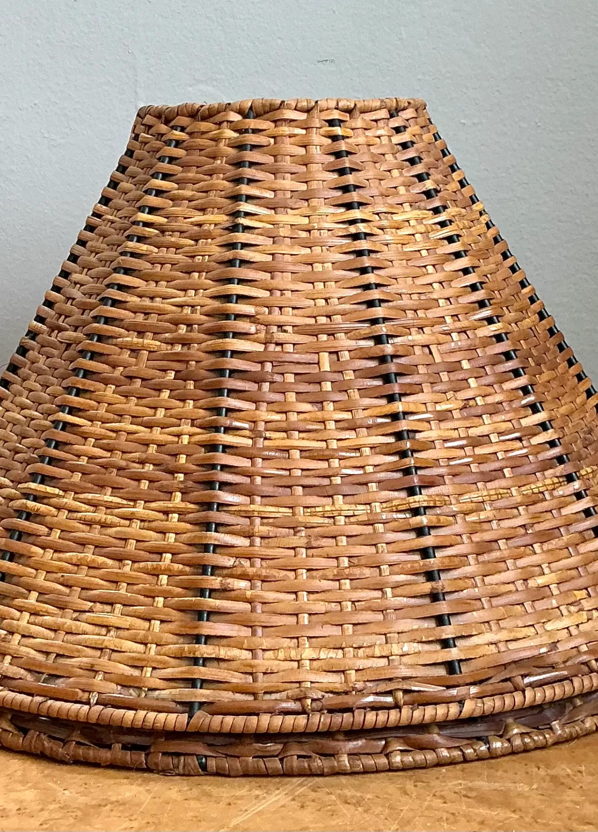 Vintage Woven Rattan Lamp Shades - Pair — additional photo 3