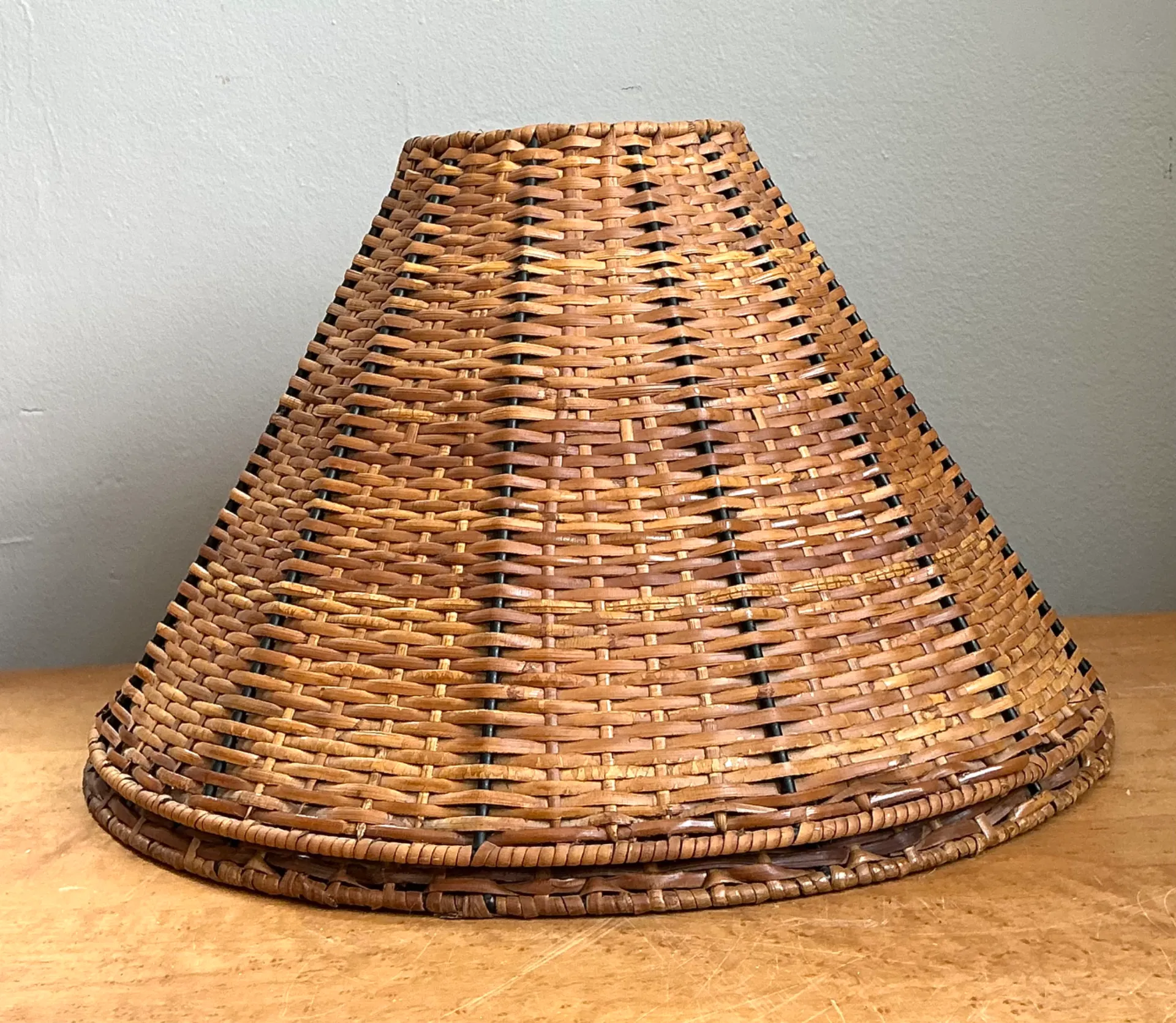 Vintage Woven Rattan Lamp Shades - Pair — additional photo 5