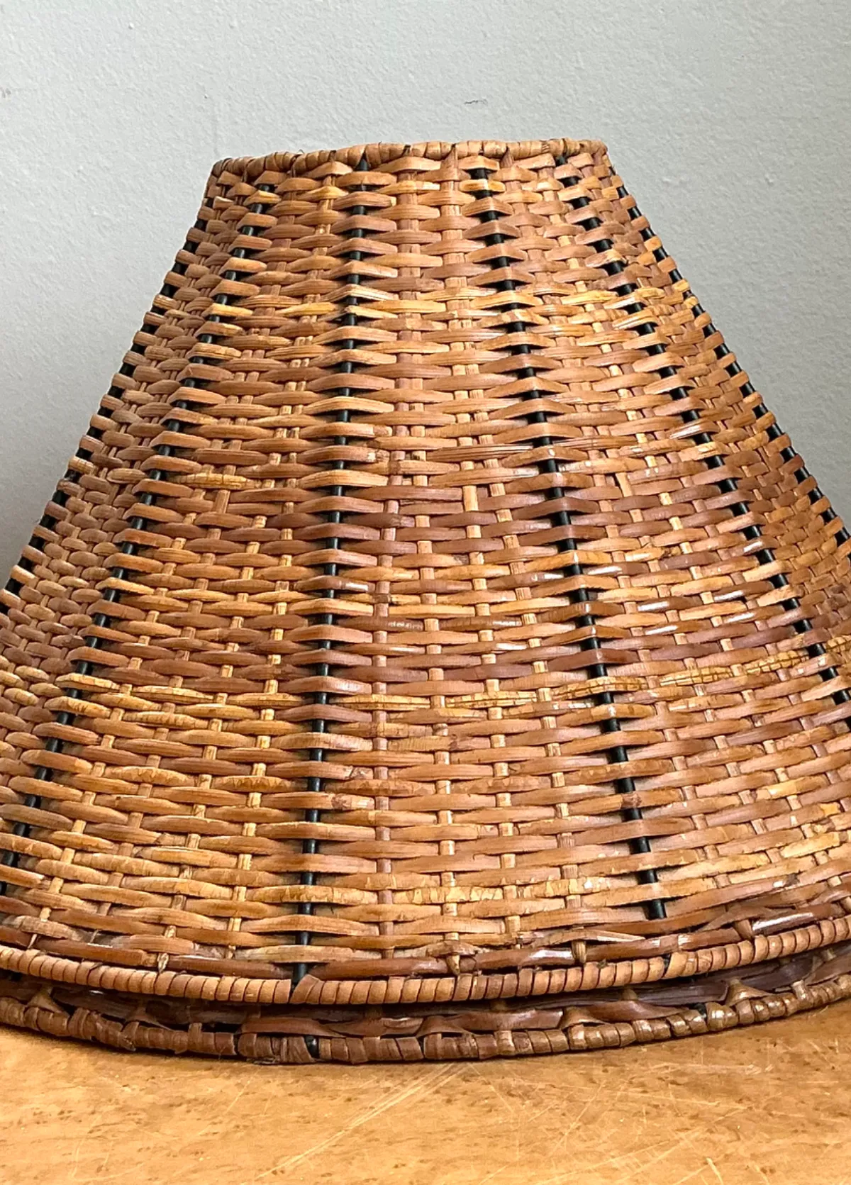 Vintage Woven Rattan Lamp Shades - Pair — additional photo 5