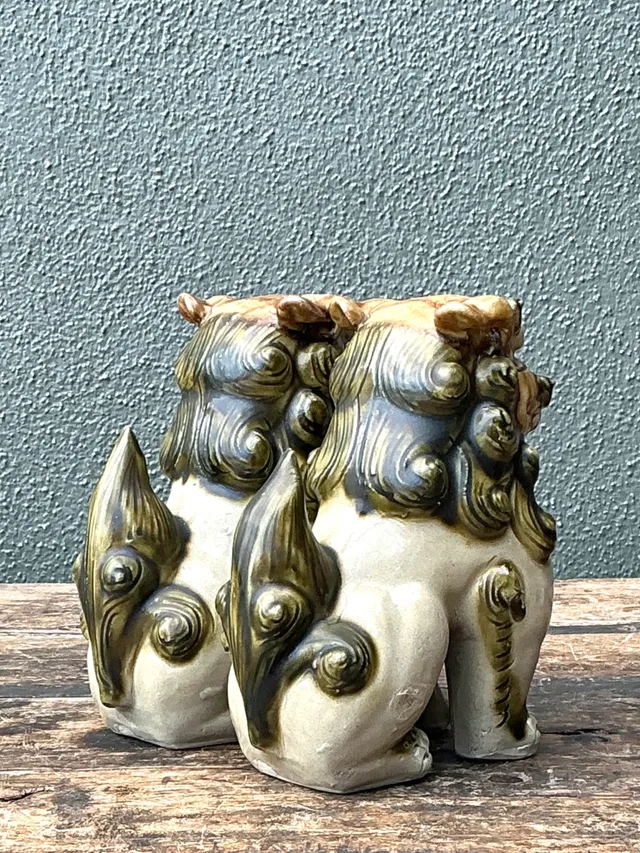 Vintage Ceramic Foo Dog Statues - Pair — additional photo 6