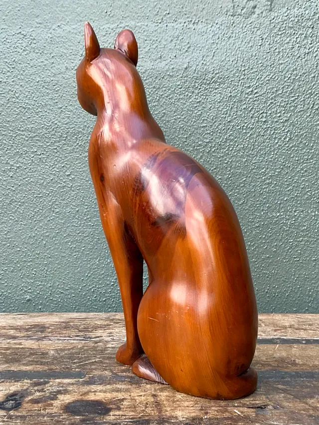 Vintage Carved Wood Cat — additional photo 1