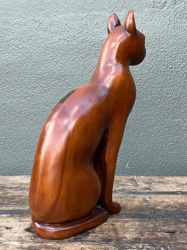 Vintage Carved Wood Cat — additional photo 3