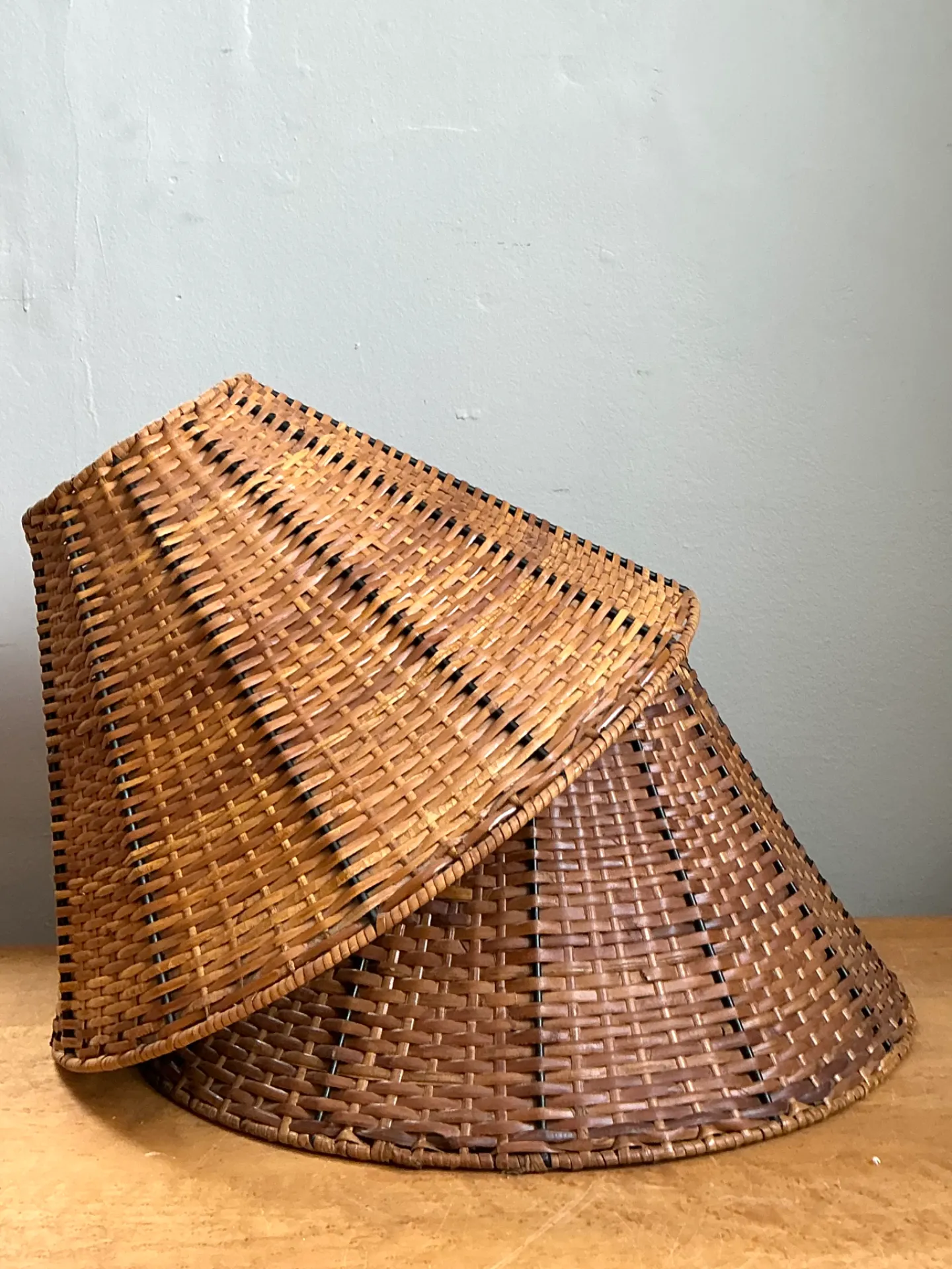 Vintage Woven Rattan Lamp Shades - Pair — additional photo 6