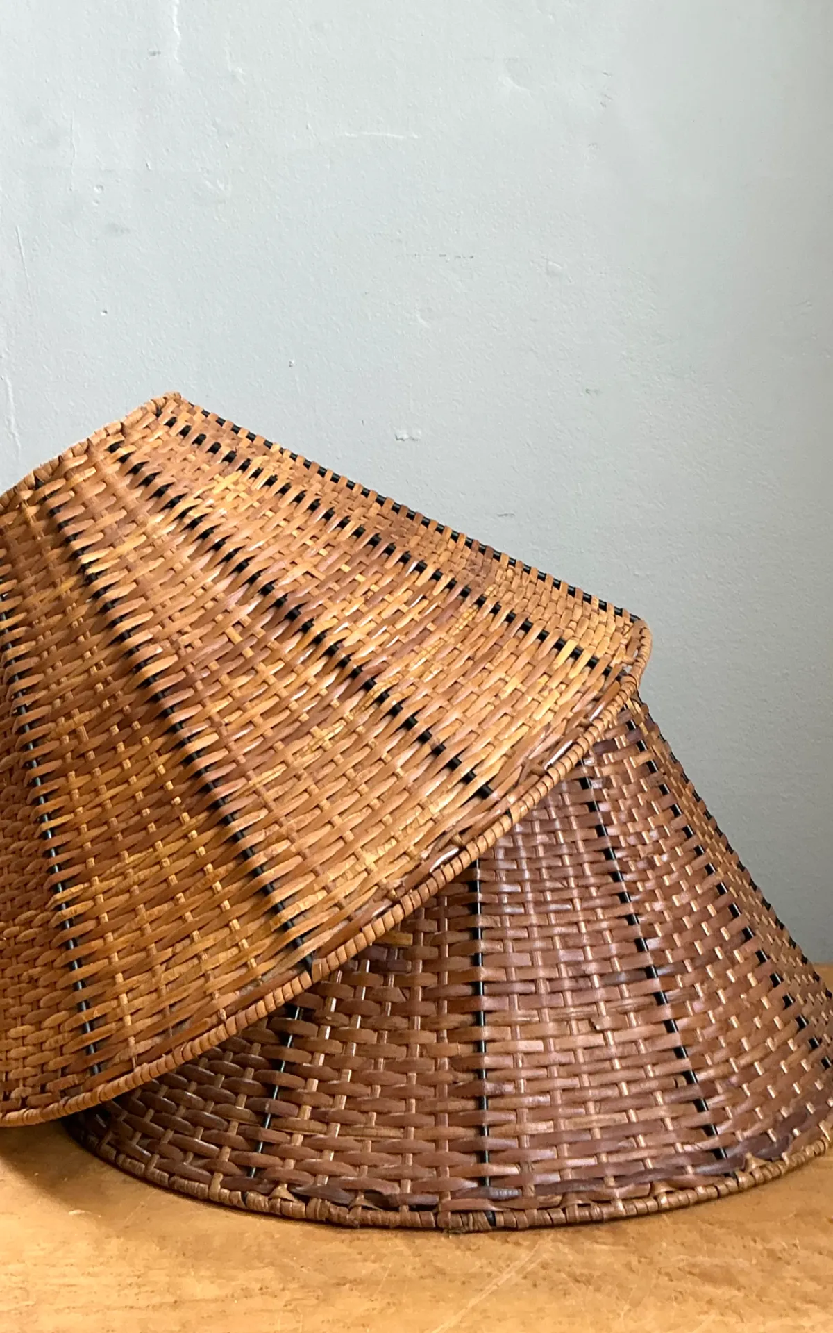 Vintage Woven Rattan Lamp Shades - Pair — additional photo 6