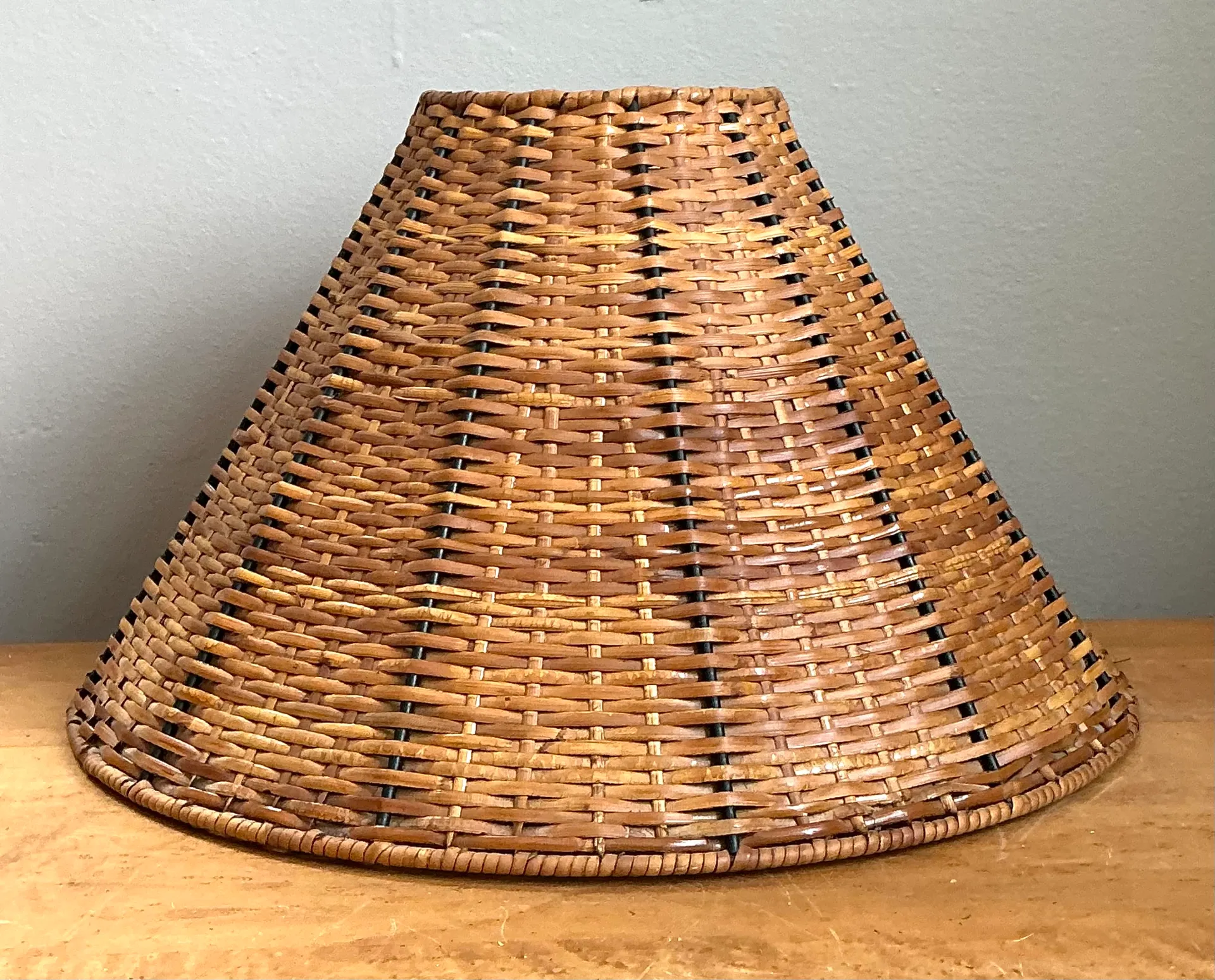 Vintage Woven Rattan Lamp Shades - Pair — additional photo 8