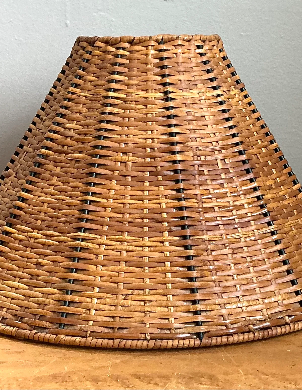 Vintage Woven Rattan Lamp Shades - Pair — additional photo 8