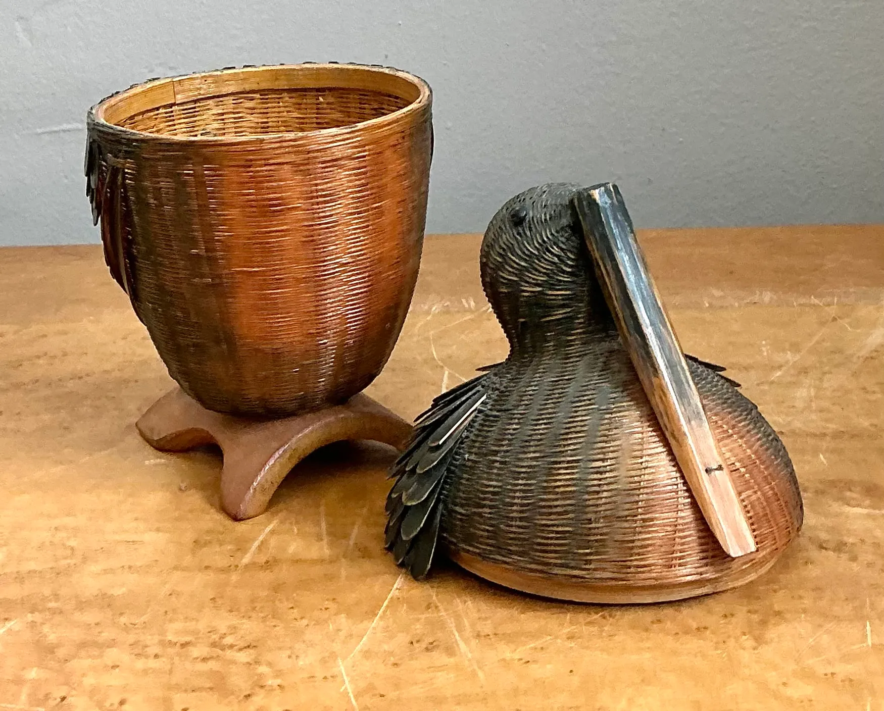 Vintage Shanghai Weave Rattan Pelican Basket — additional photo 7