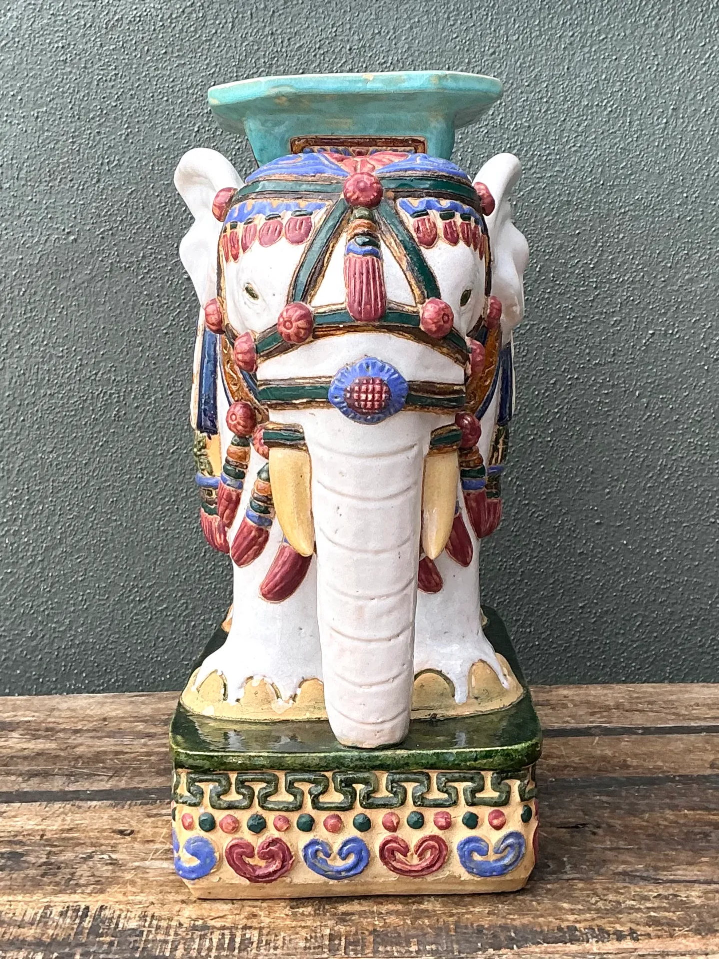 Vintage Ceramic Elephant Low Stool — additional photo 7