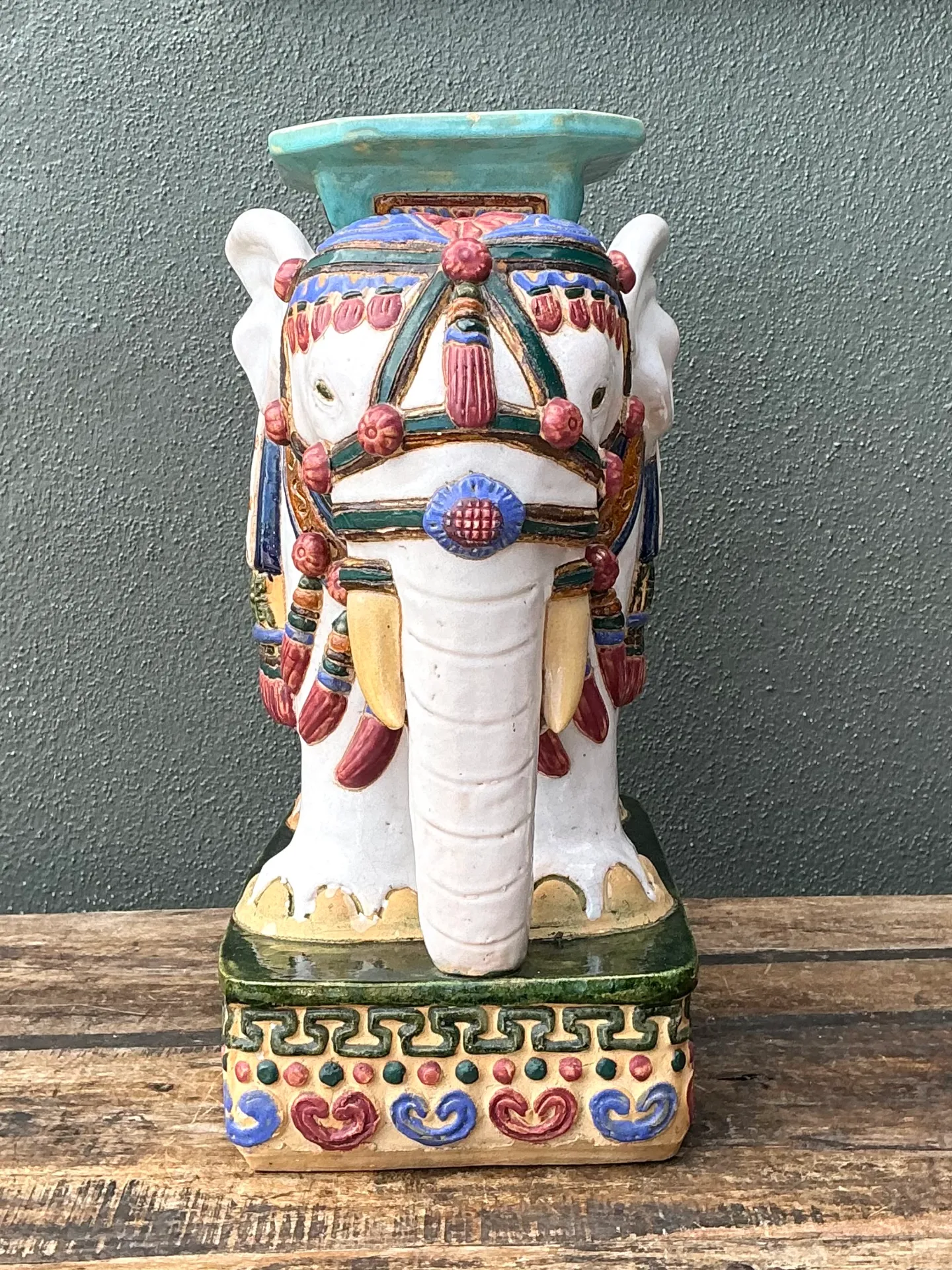 Vintage Ceramic Elephant Low Stool — additional photo 2