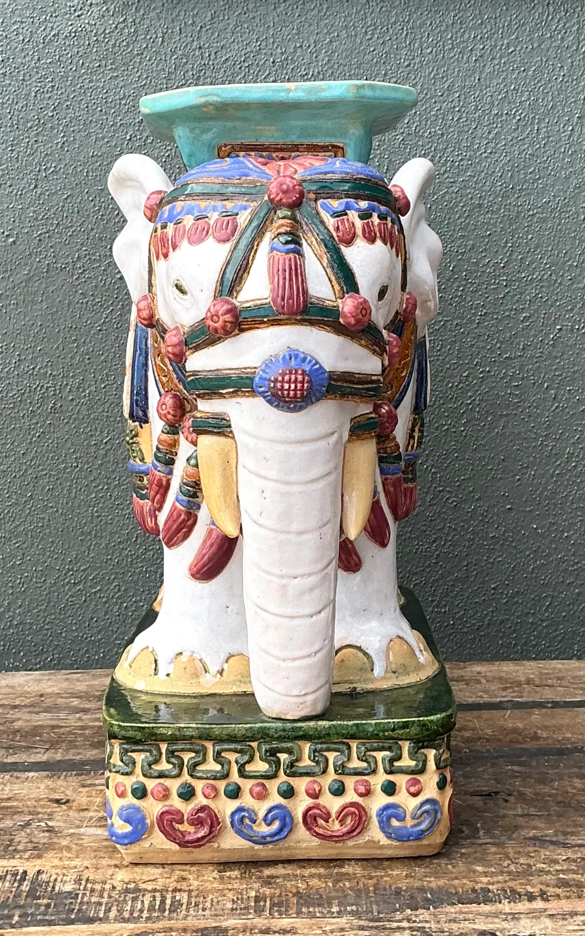 Vintage Ceramic Elephant Low Stool — additional photo 2