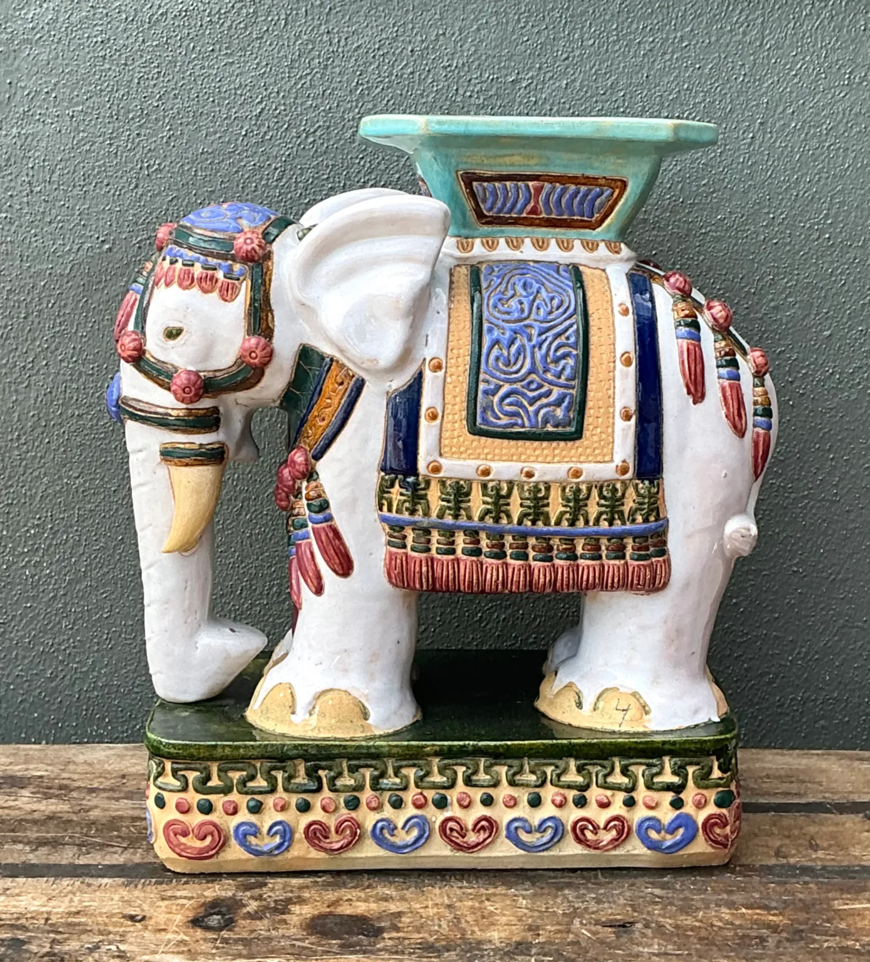 Vintage Ceramic Elephant Low Stool — additional photo 6