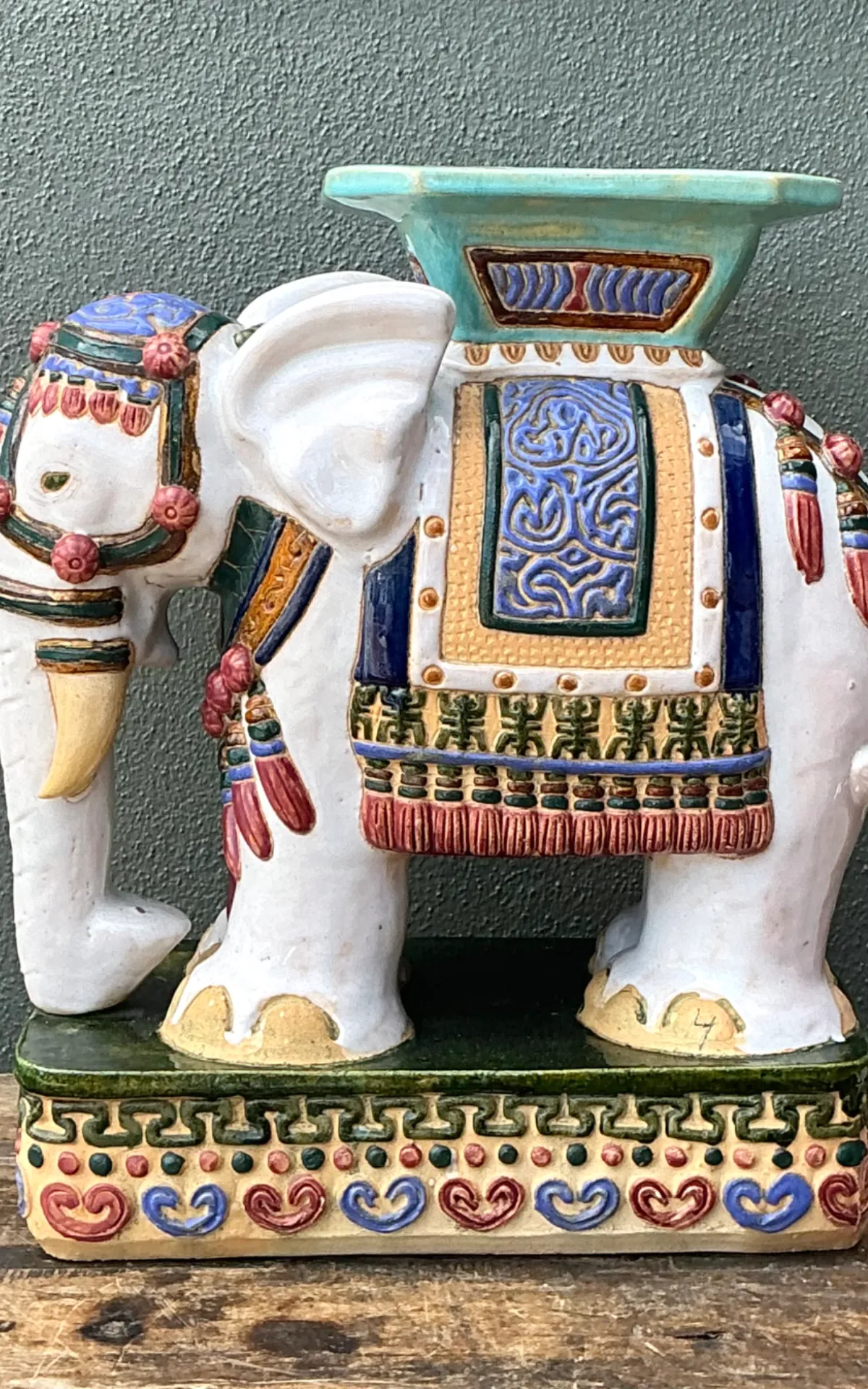 Vintage Ceramic Elephant Low Stool — additional photo 6