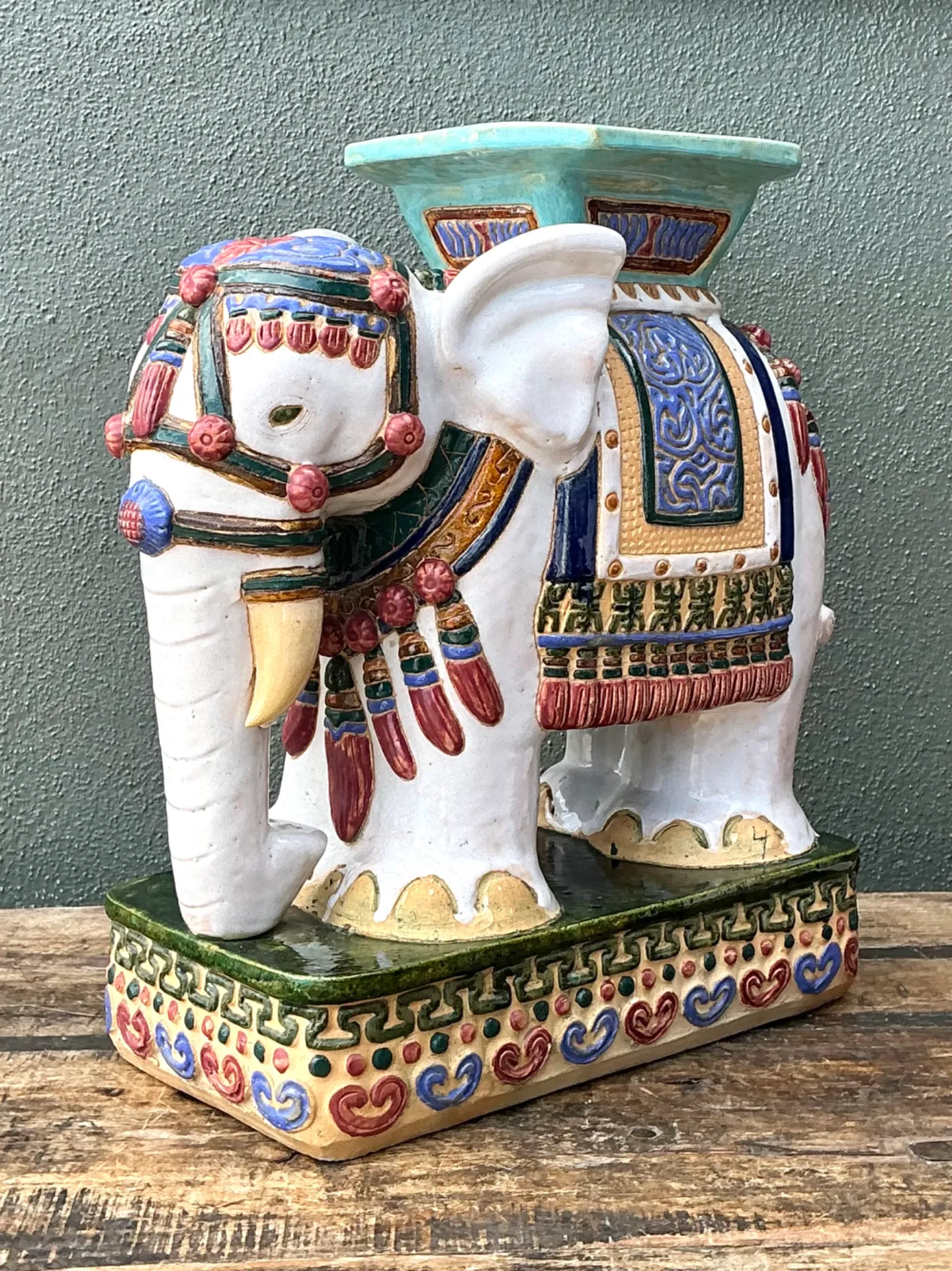 Vintage Ceramic Elephant Low Stool — additional photo 3