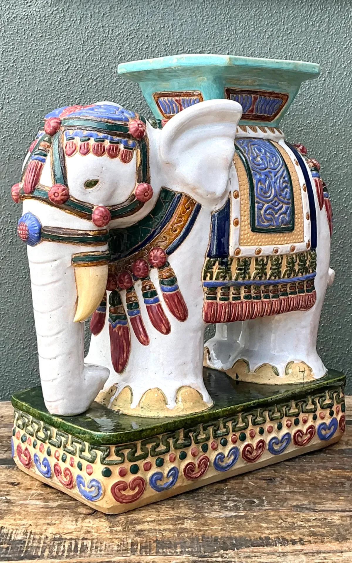 Vintage Ceramic Elephant Low Stool — additional photo 3