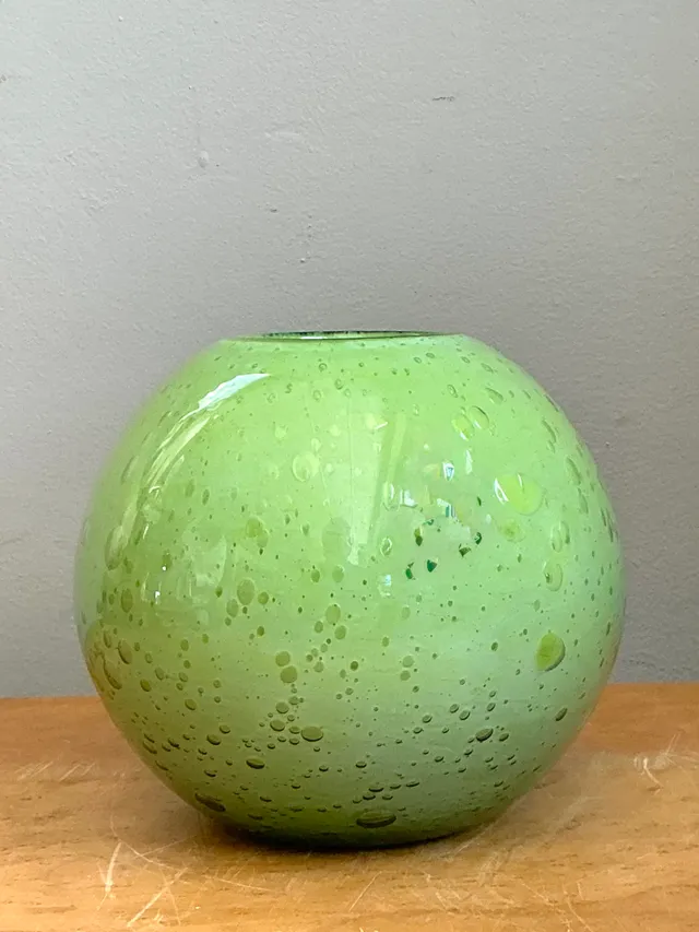 Vintage Green Glass Bubble Sphere Vase — additional photo 5