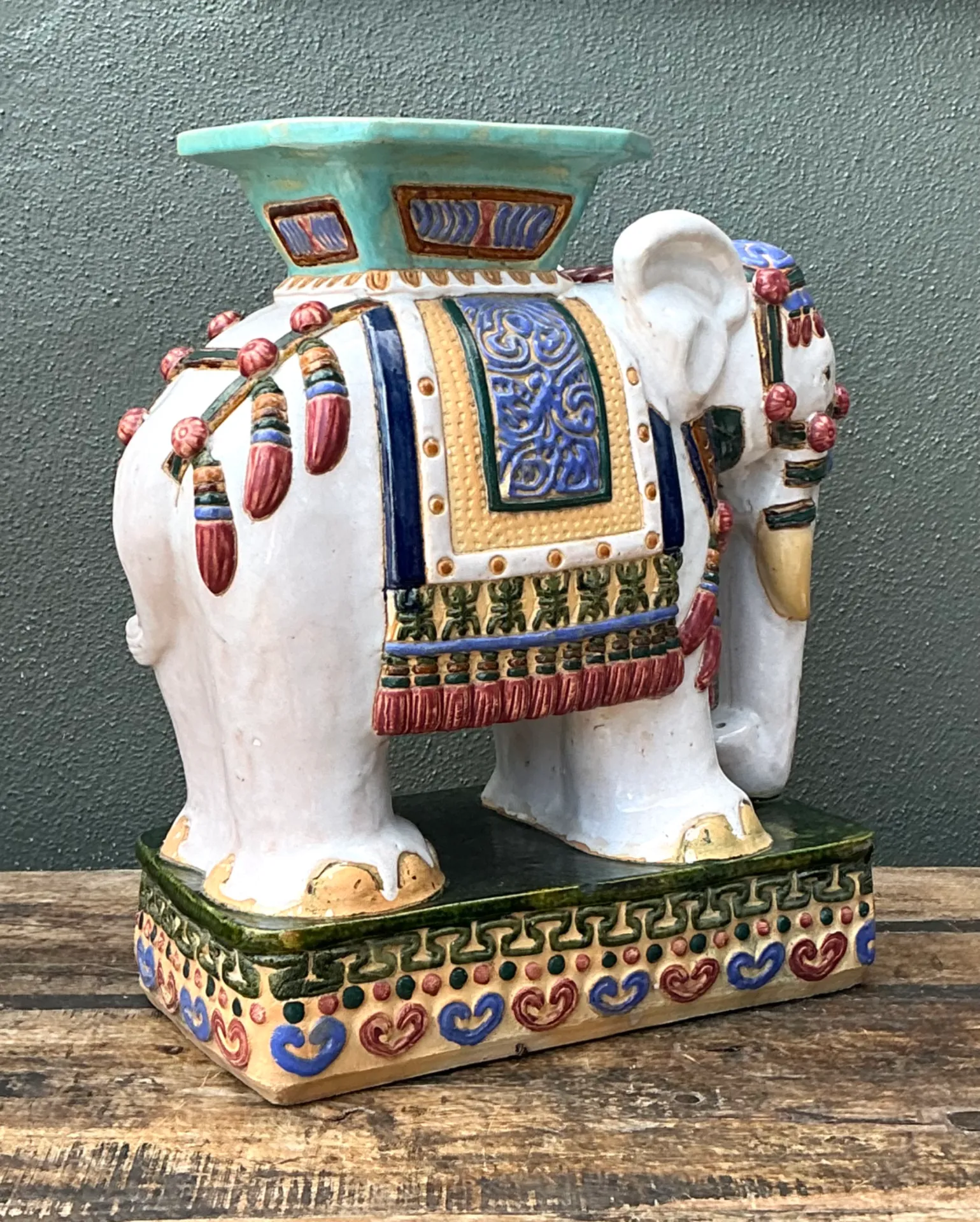 Vintage Ceramic Elephant Low Stool — additional photo 8