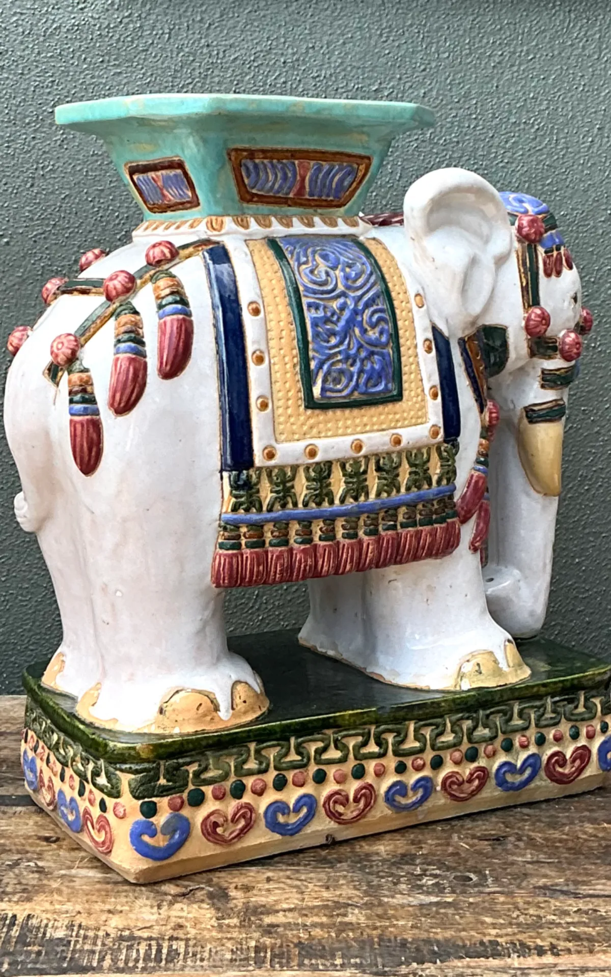 Vintage Ceramic Elephant Low Stool — additional photo 8