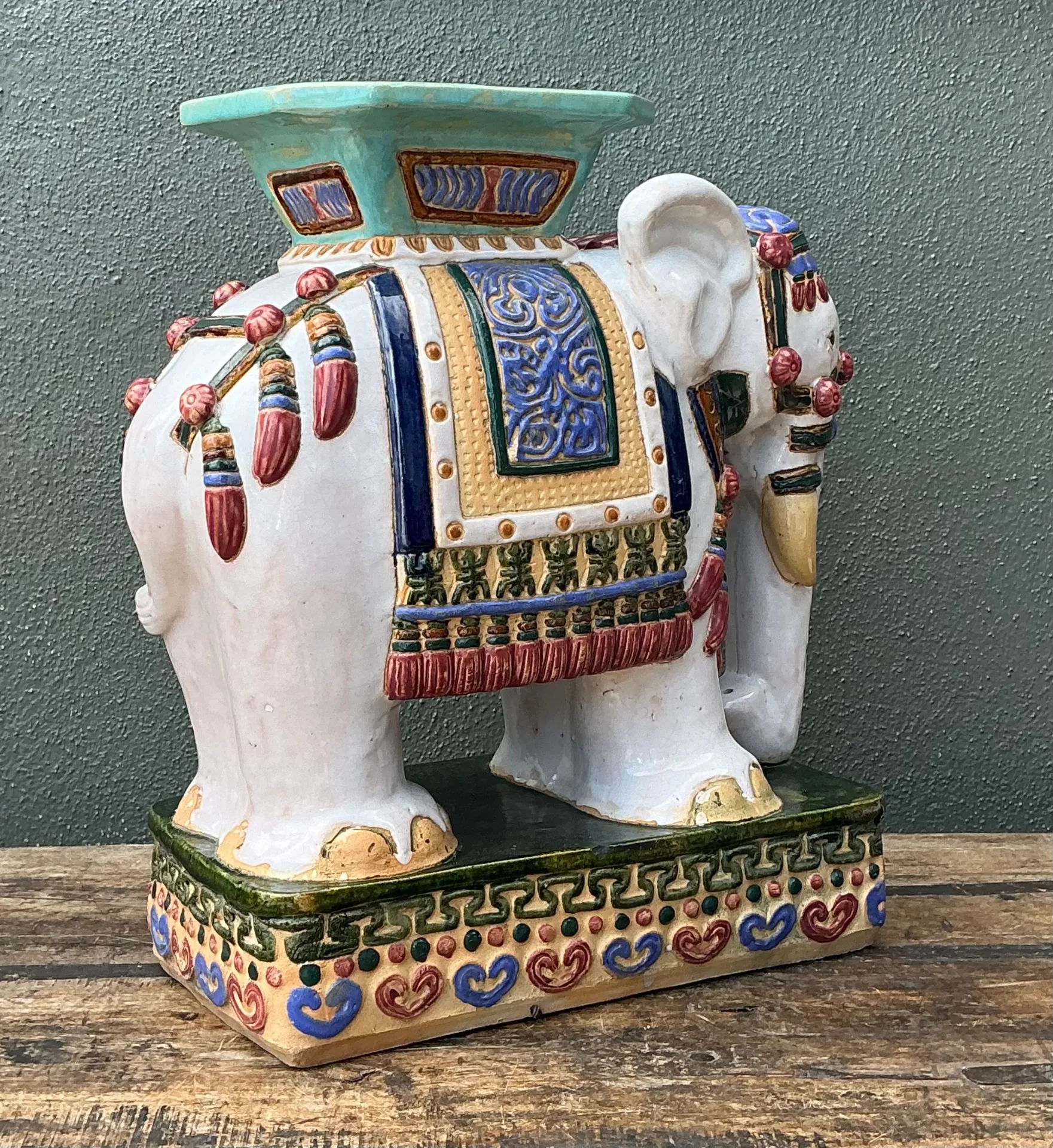 Vintage Ceramic Elephant Low Stool — additional photo 5