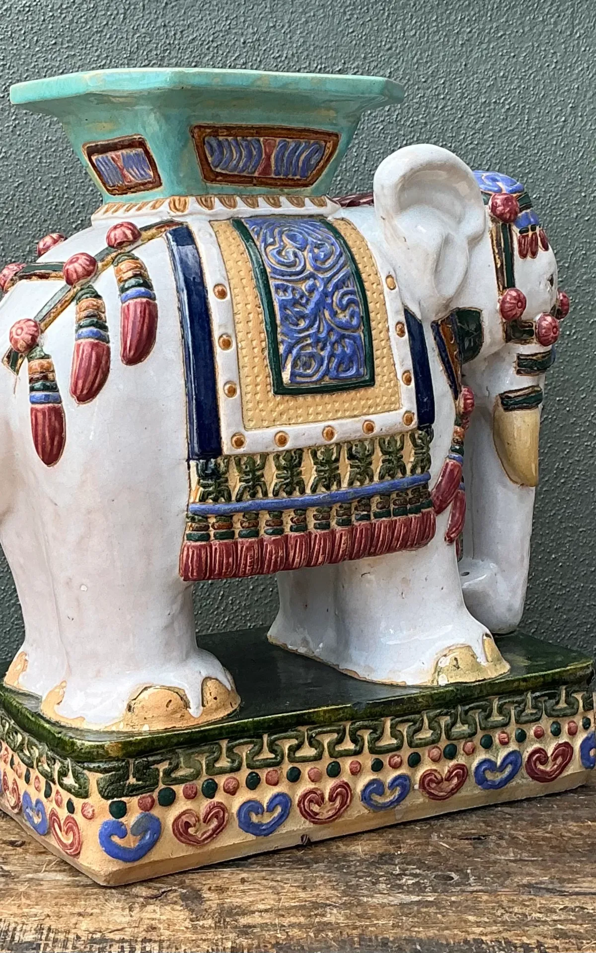Vintage Ceramic Elephant Low Stool — additional photo 5