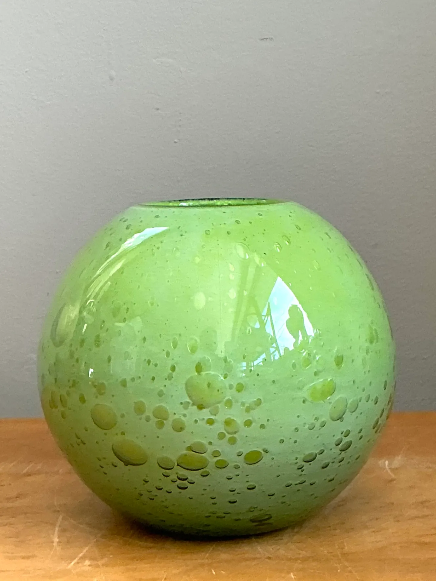 Vintage Green Glass Bubble Sphere Vase — additional photo 8