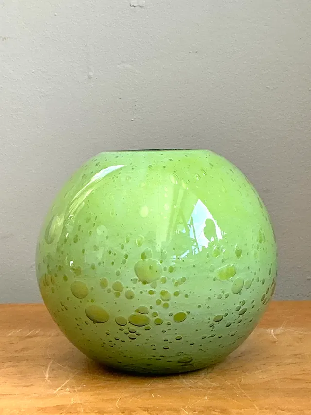 Vintage Green Glass Bubble Sphere Vase — additional photo 6