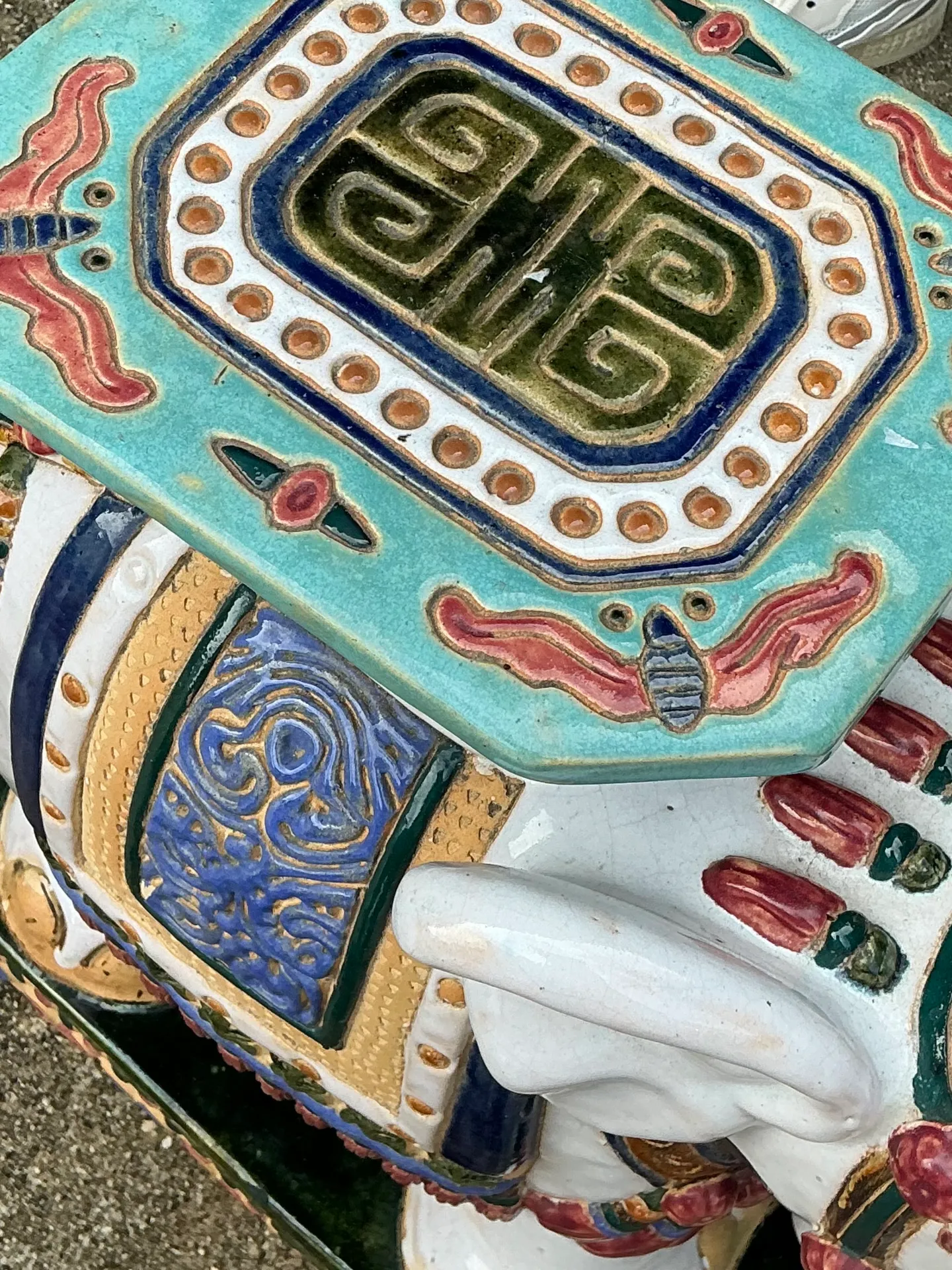 Vintage Ceramic Elephant Low Stool — additional photo 4