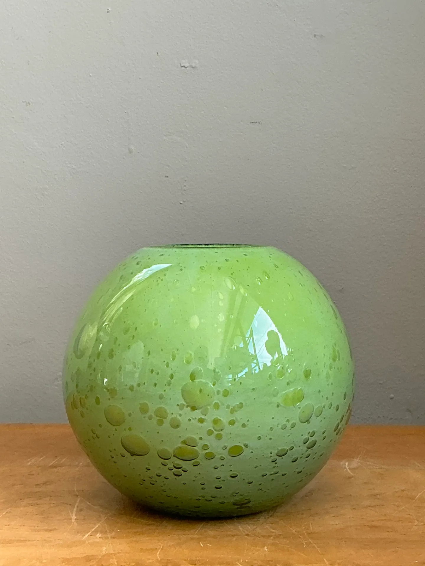 Vintage Green Glass Bubble Sphere Vase — additional photo 4