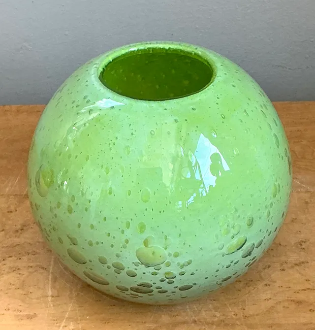 Vintage Green Glass Bubble Sphere Vase — additional photo 3