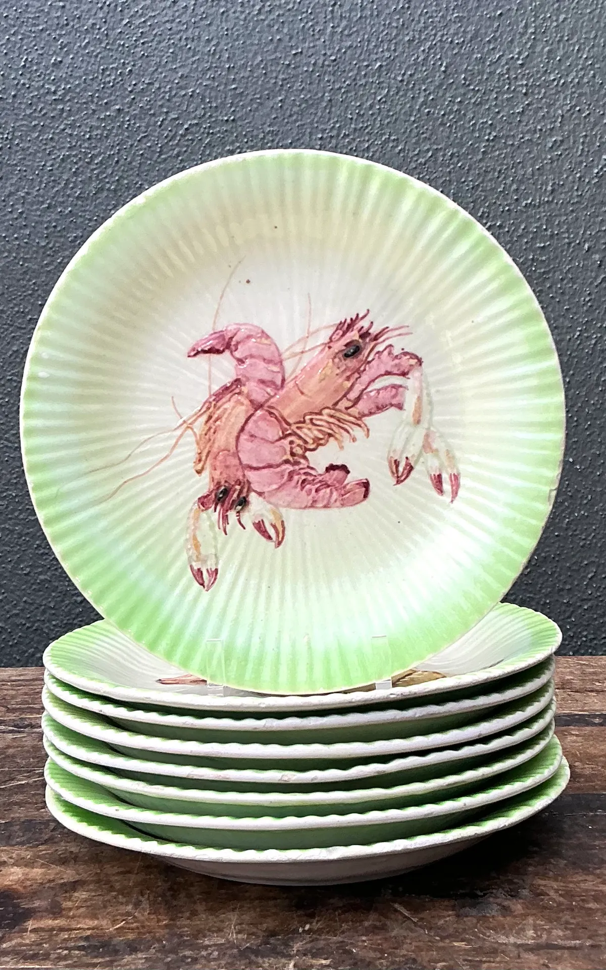 Vintage Italian Hand-Painted Ceramic Seafood Plates - Set of 8 — additional photo 4