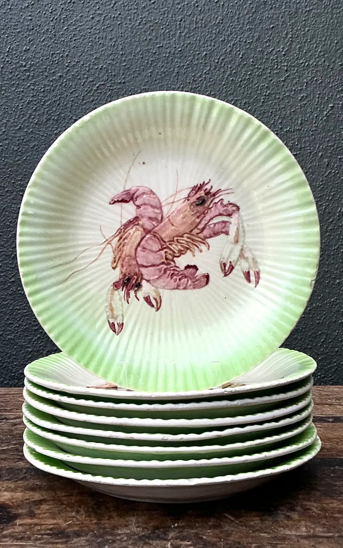 Vintage Italian Hand-Painted Ceramic Seafood Plates - Set of 8 — additional photo 6