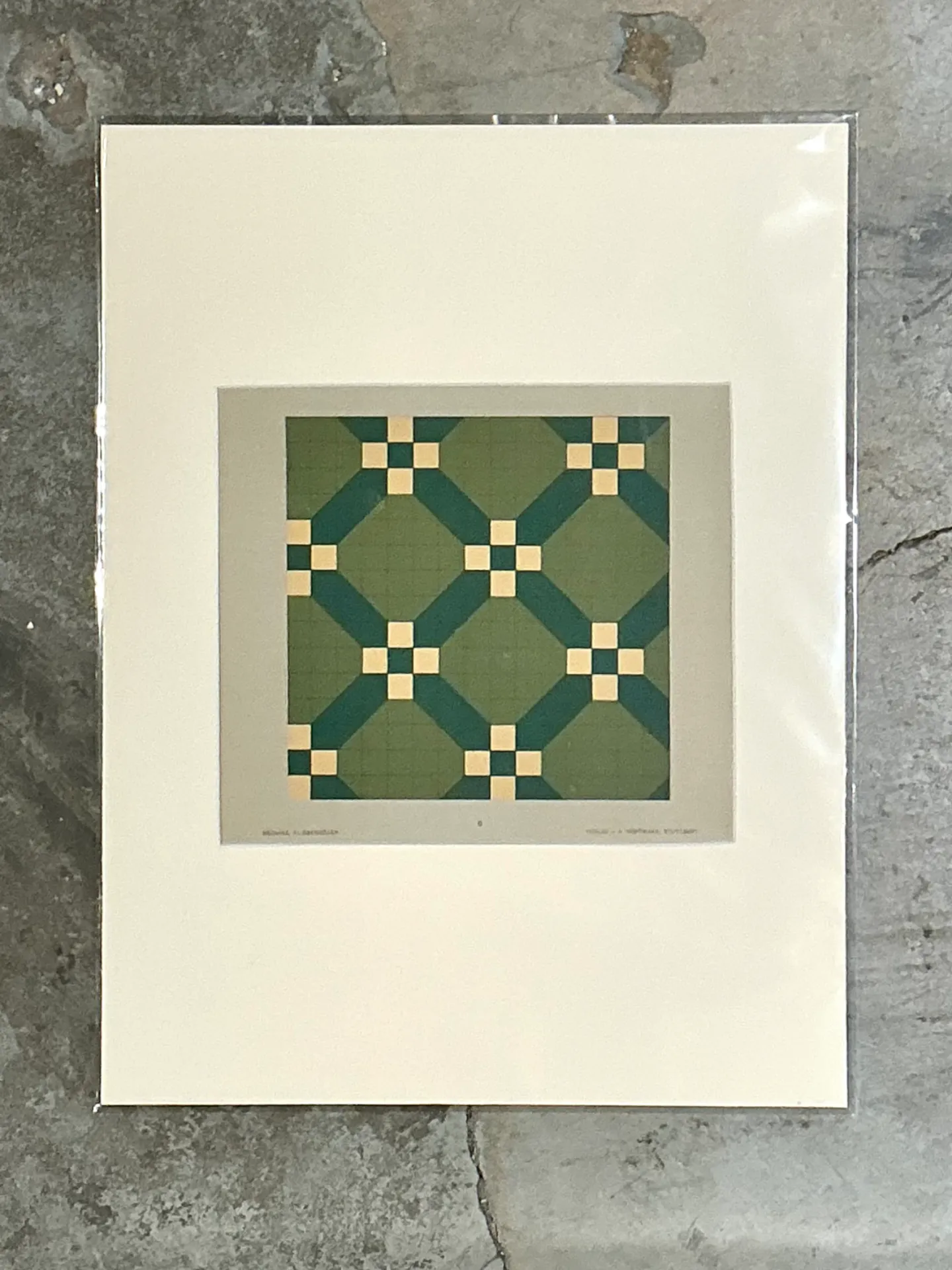 Vintage Green Geometric Tile Design Serigraph — additional photo 3