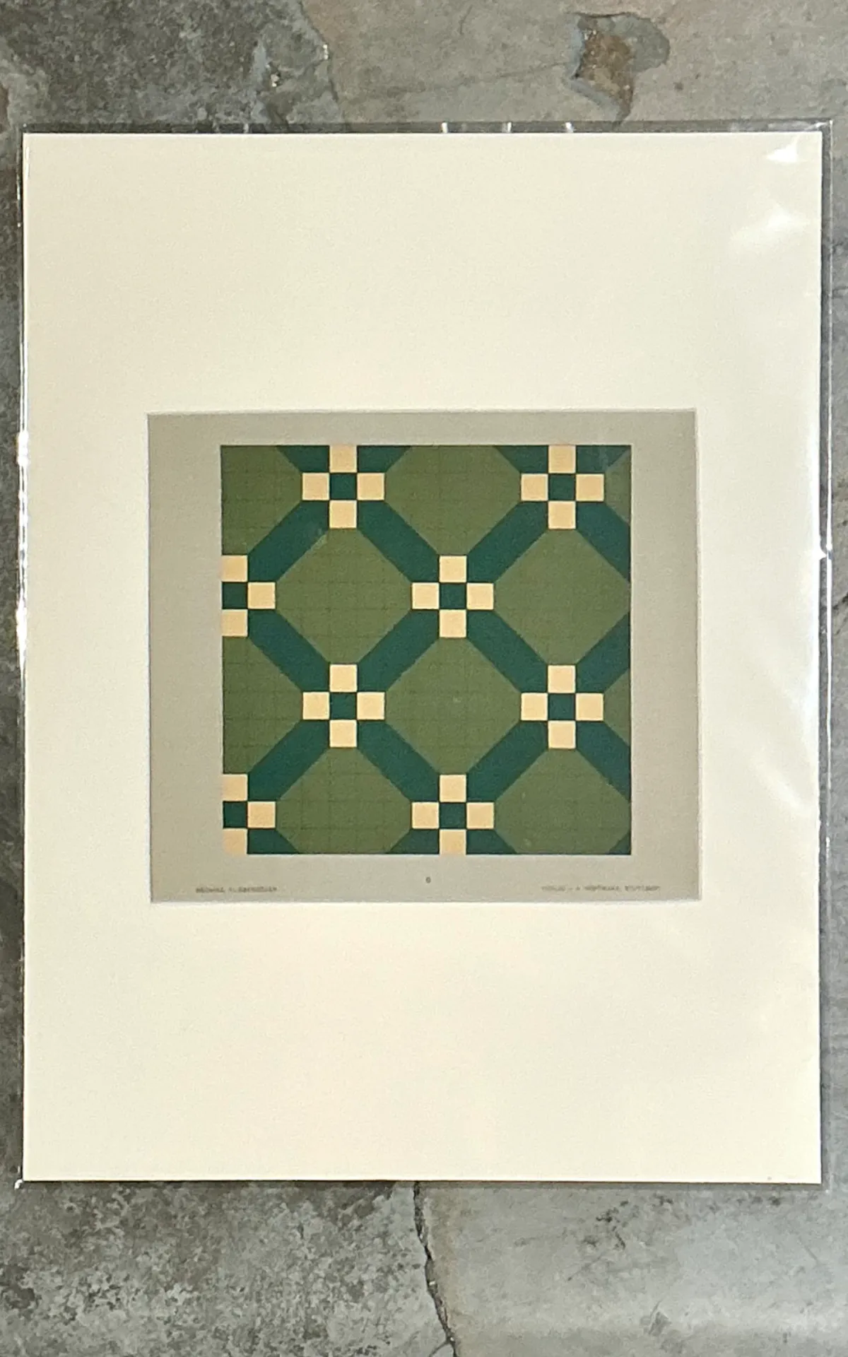 Vintage Green Geometric Tile Design Serigraph — additional photo 3