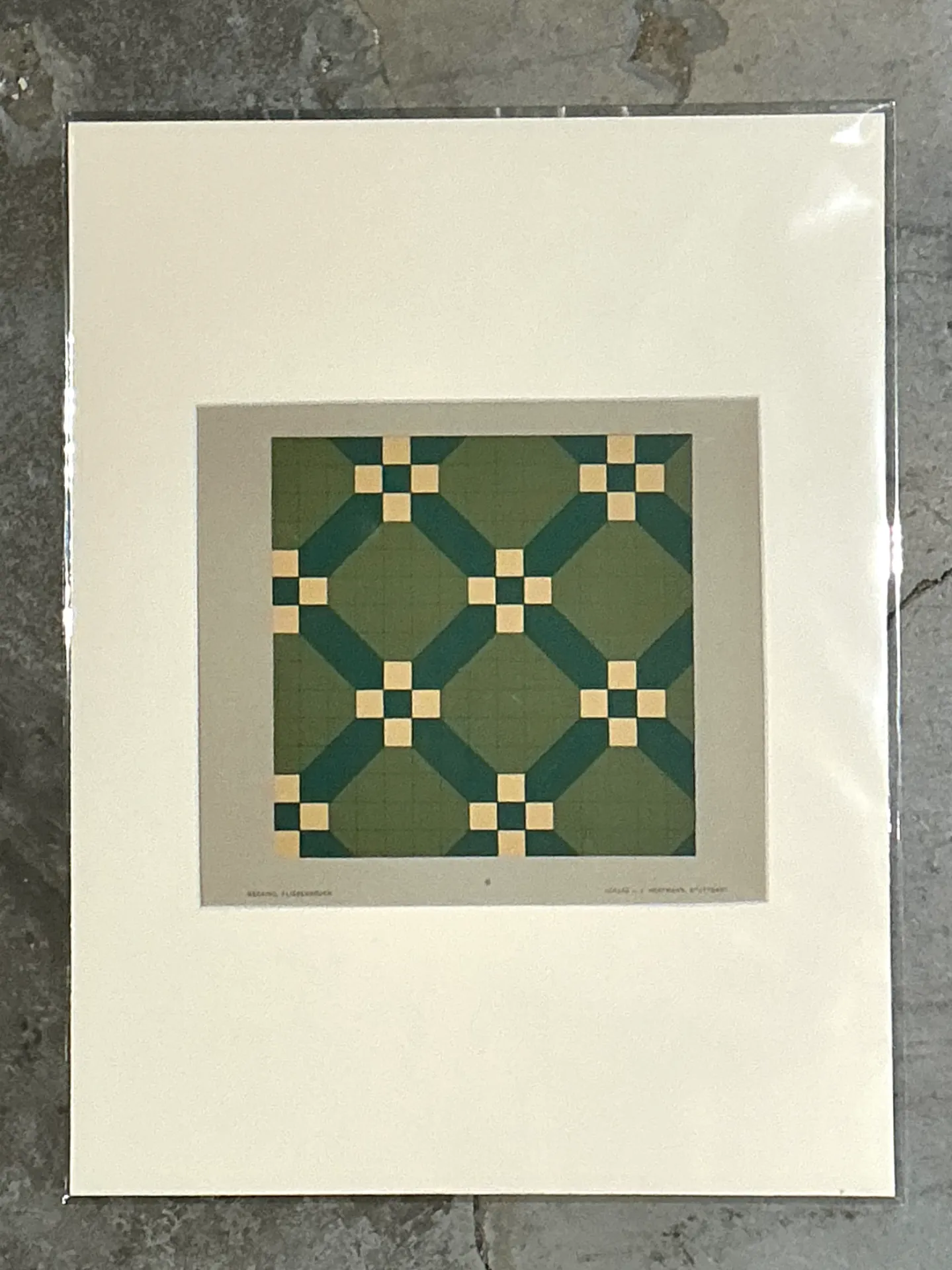 Vintage Green Geometric Tile Design Serigraph — additional photo 4