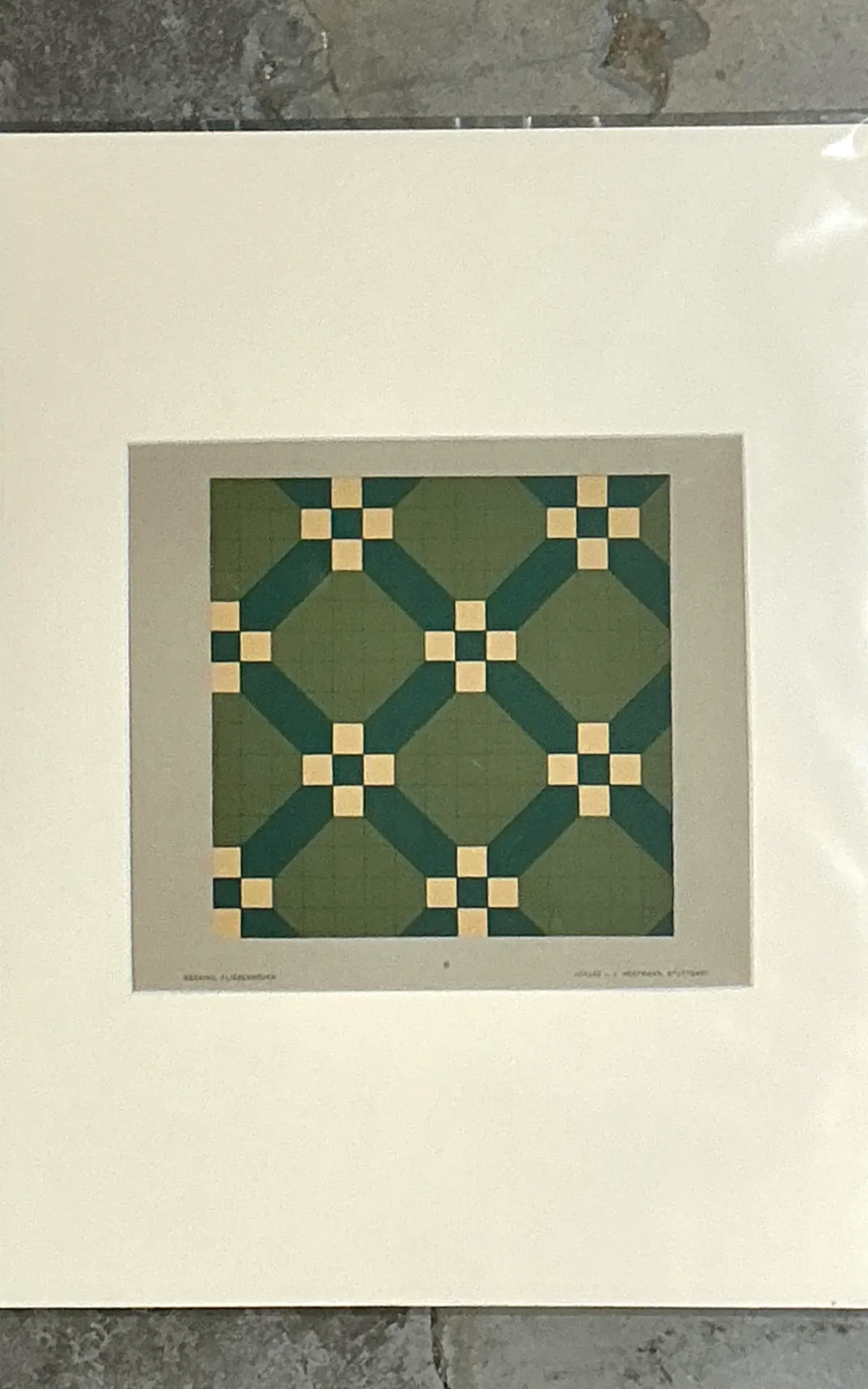 Vintage Green Geometric Tile Design Serigraph — additional photo 4