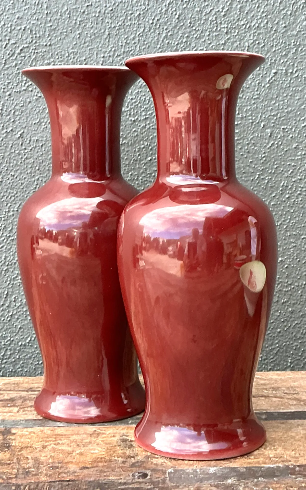Vintage Chocolate Ceramic Vases - A Pair