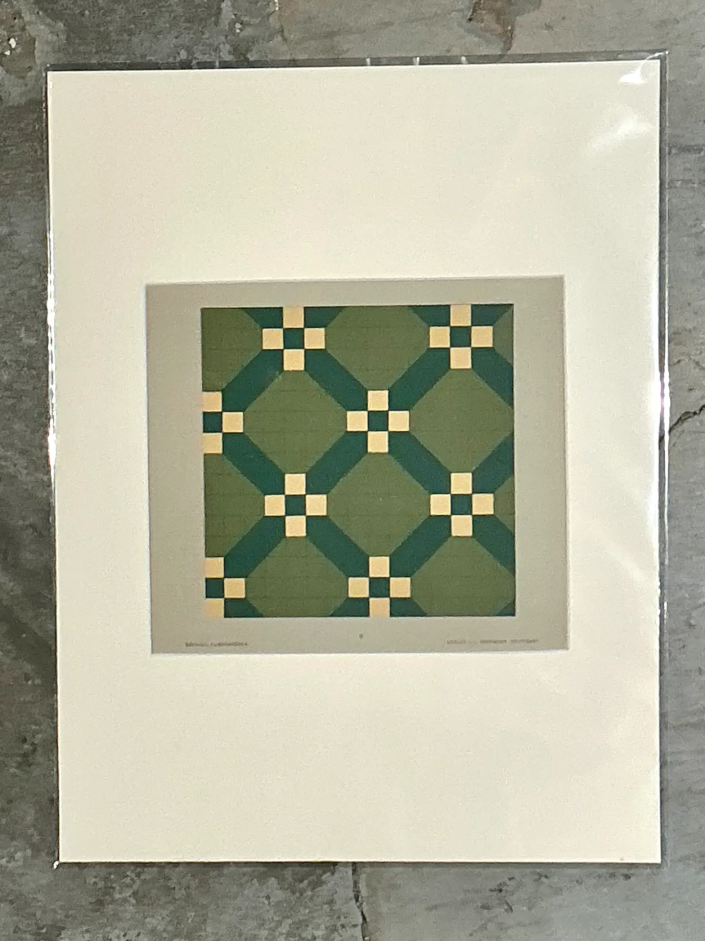 Vintage Green Geometric Tile Design Serigraph — additional photo 5