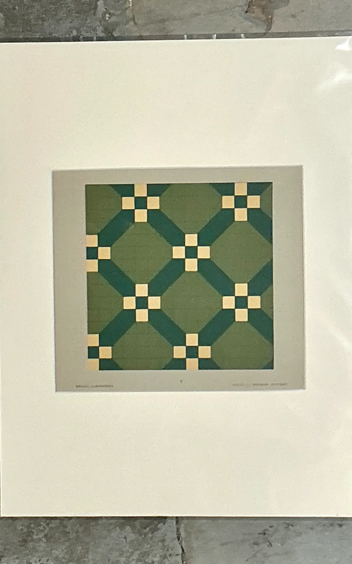 Vintage Green Geometric Tile Design Serigraph — additional photo 5