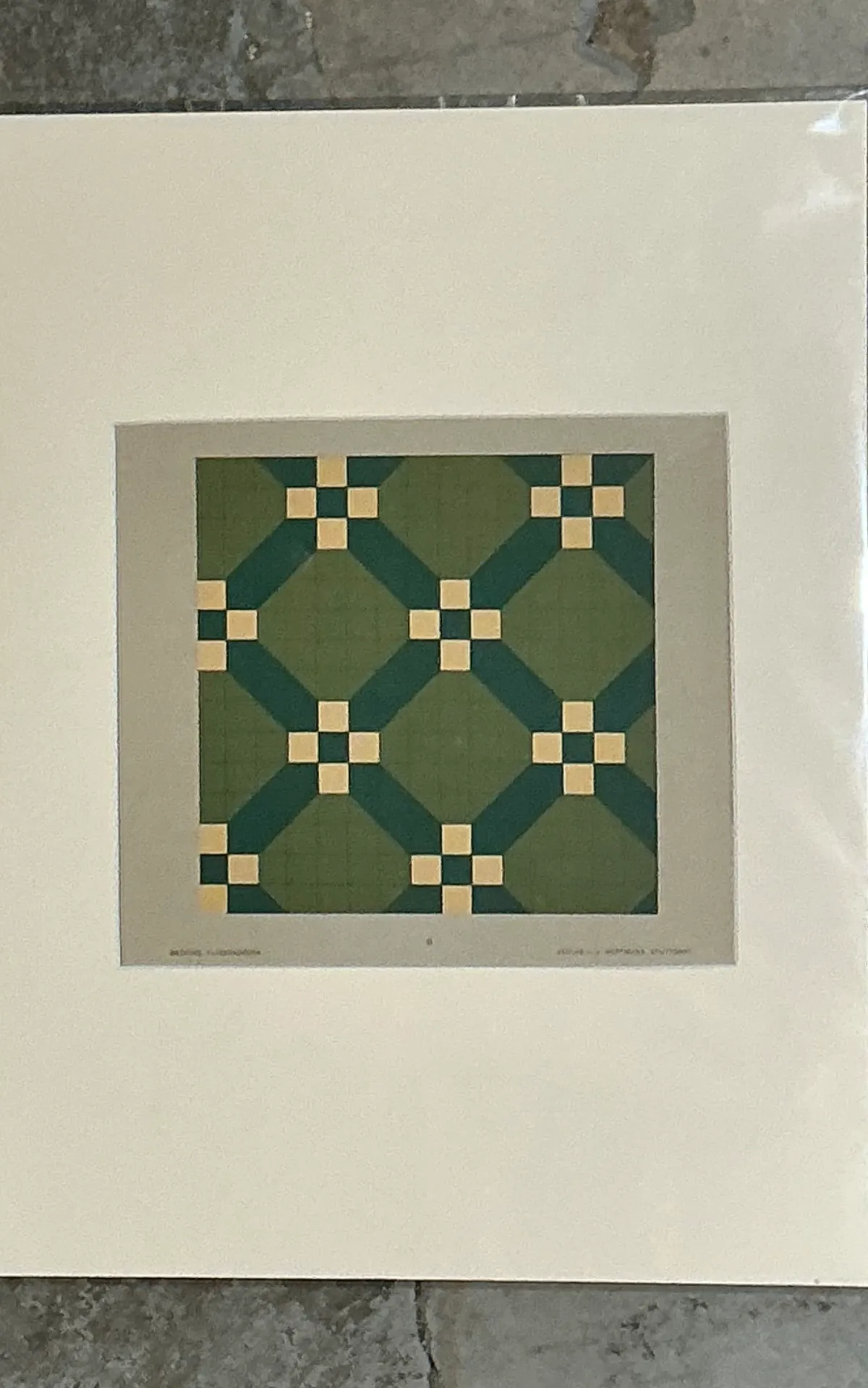Vintage Green Geometric Tile Design Serigraph — additional photo 2