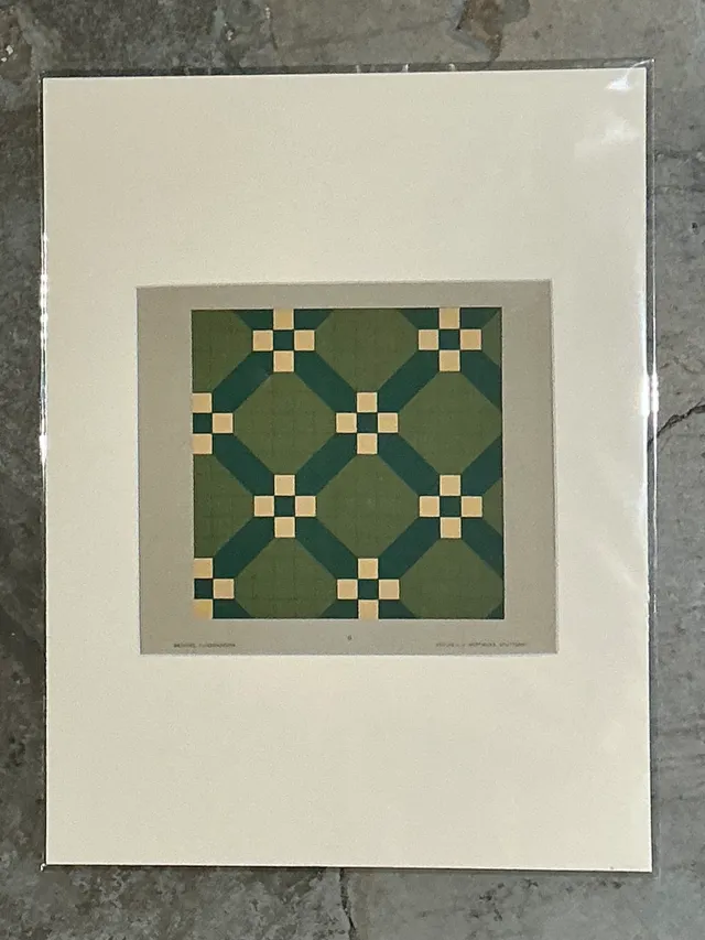 Vintage Green Geometric Tile Design Serigraph — additional photo 2