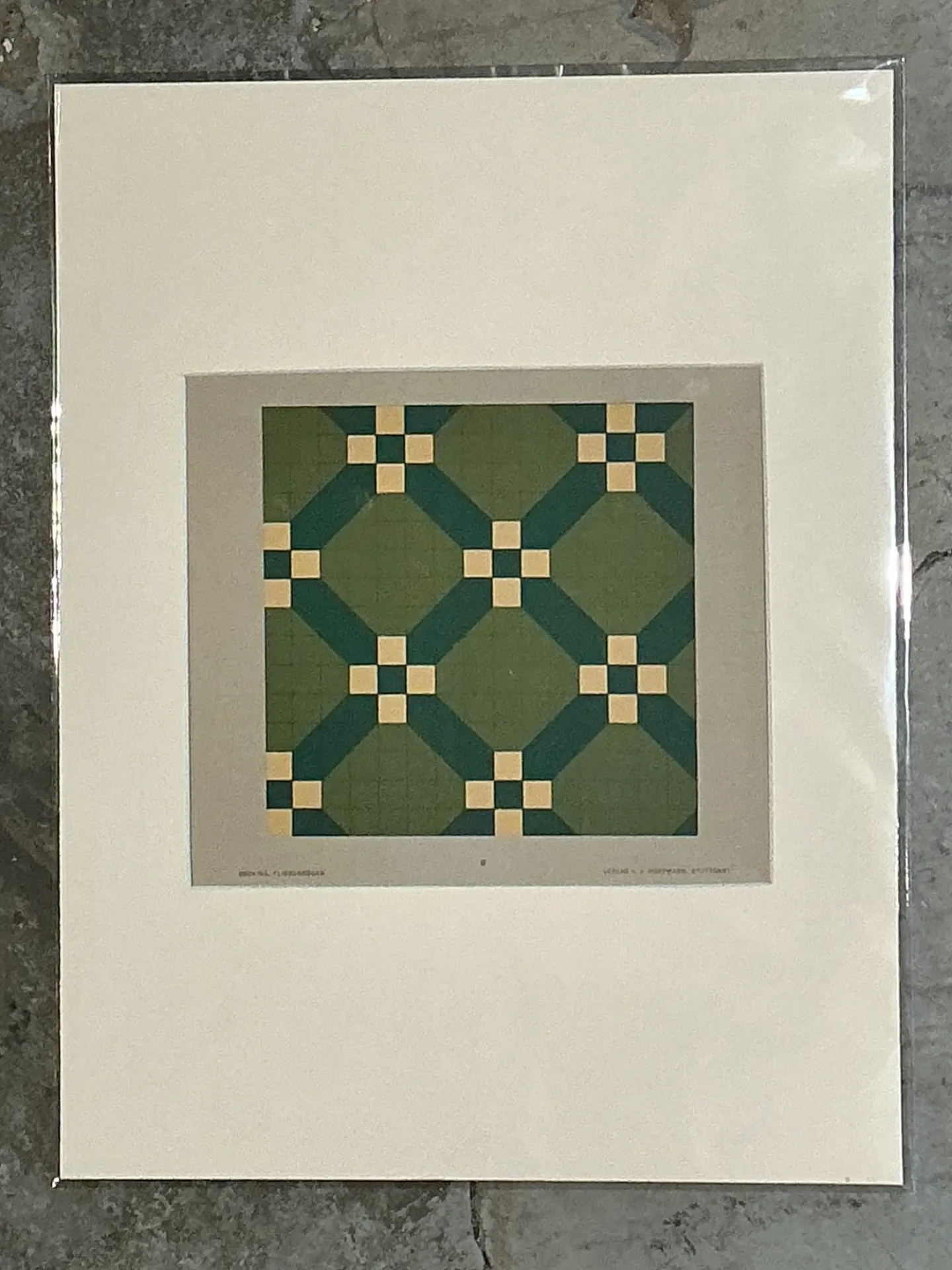 Vintage Green Geometric Tile Design Serigraph — additional photo 6