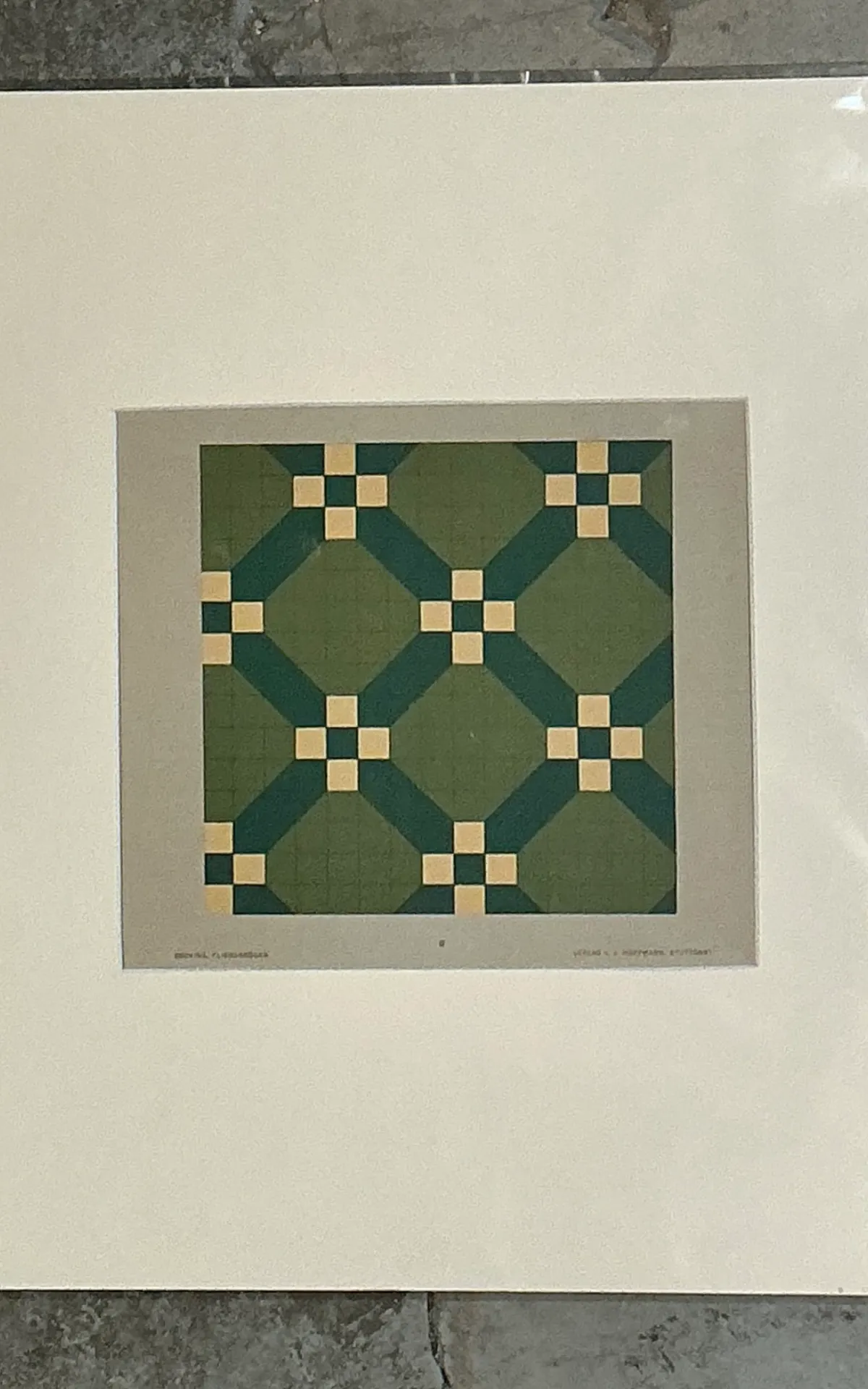 Vintage Green Geometric Tile Design Serigraph — additional photo 6