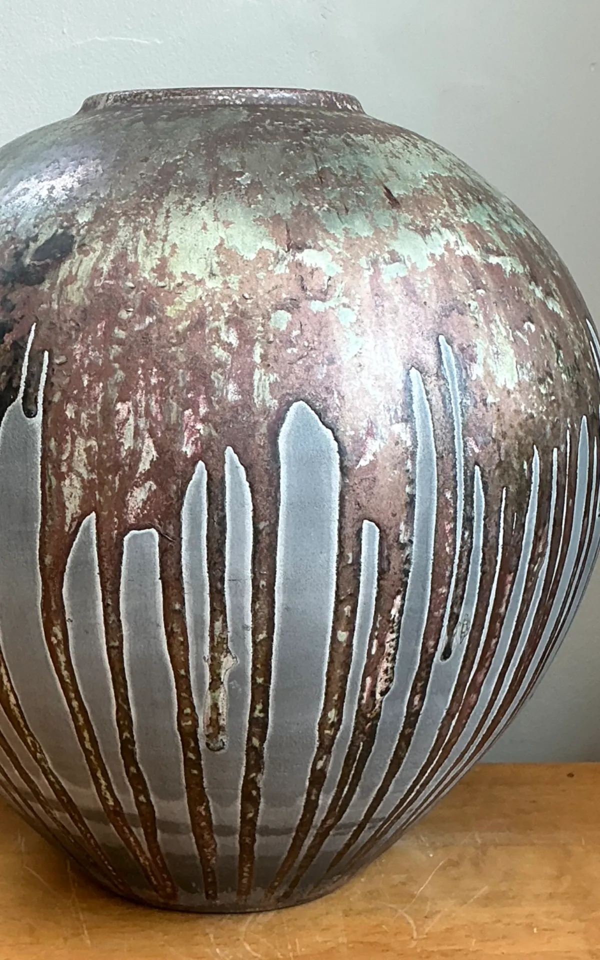 Vintage Monumental Glazed Studio Pottery Vase — additional photo 8