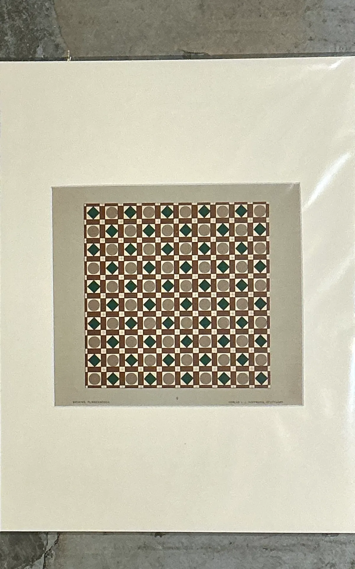 Vintage Geometric Tile Design Serigraph