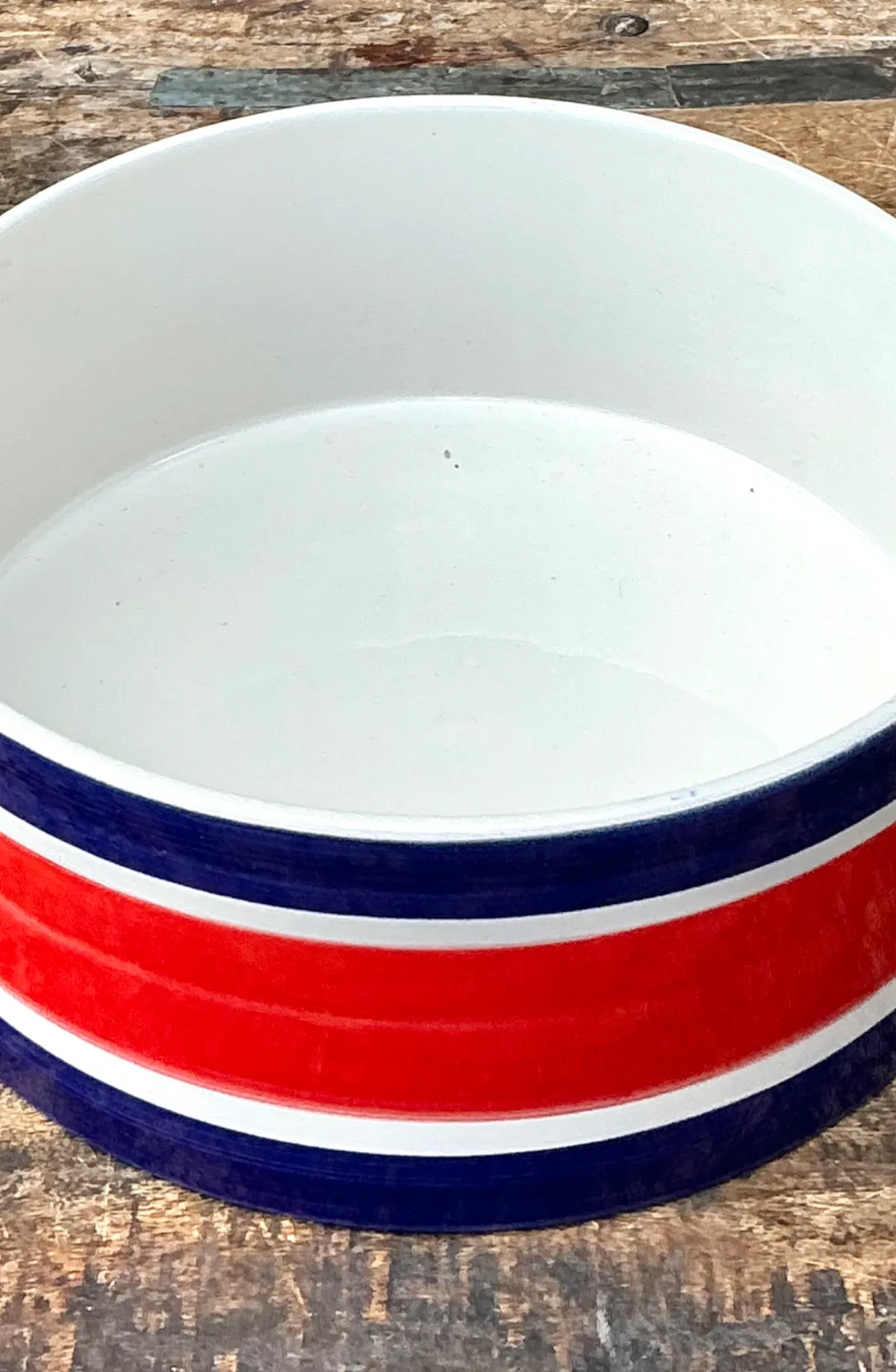 Vintage Italian Striped Ceramic Salad Bowl and Utensils — additional photo 8